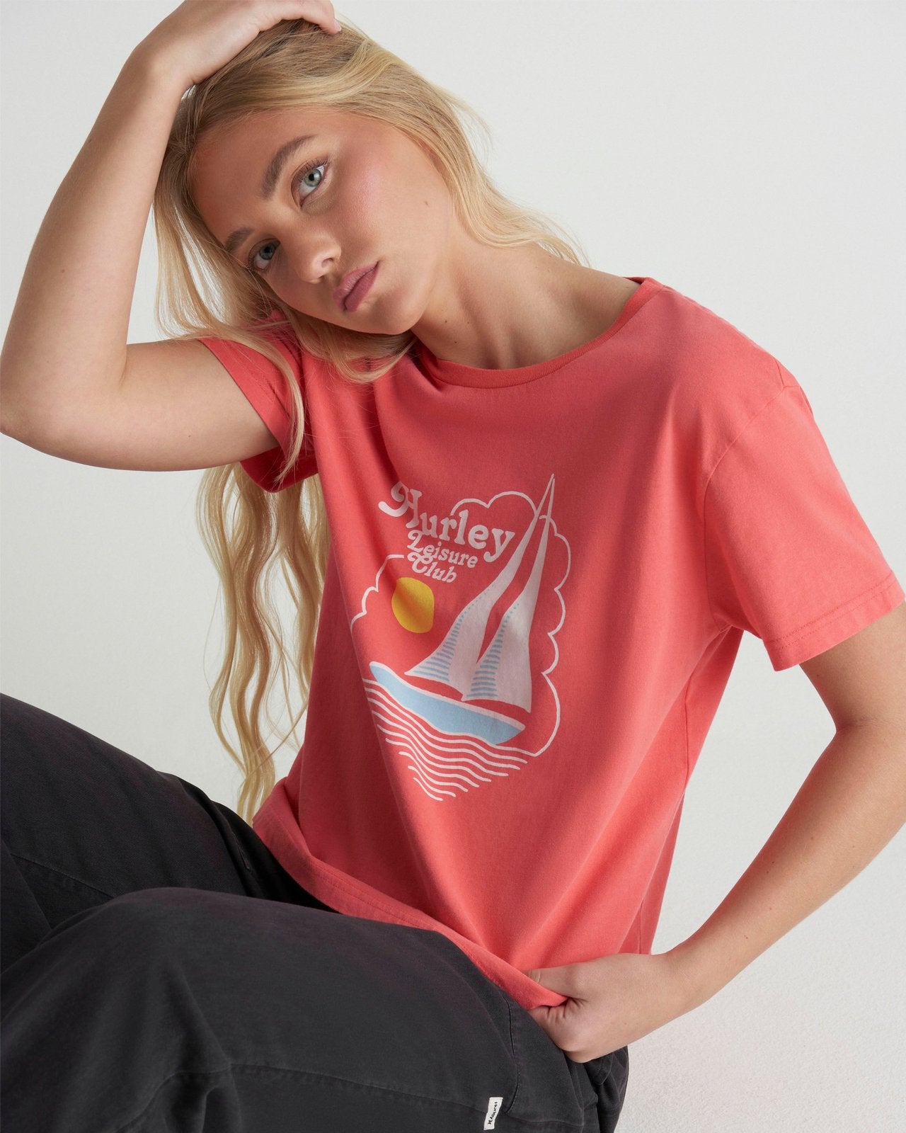 HURLEY LEISURE CLUB CLASSIC TEE T654-Coral Blossom M