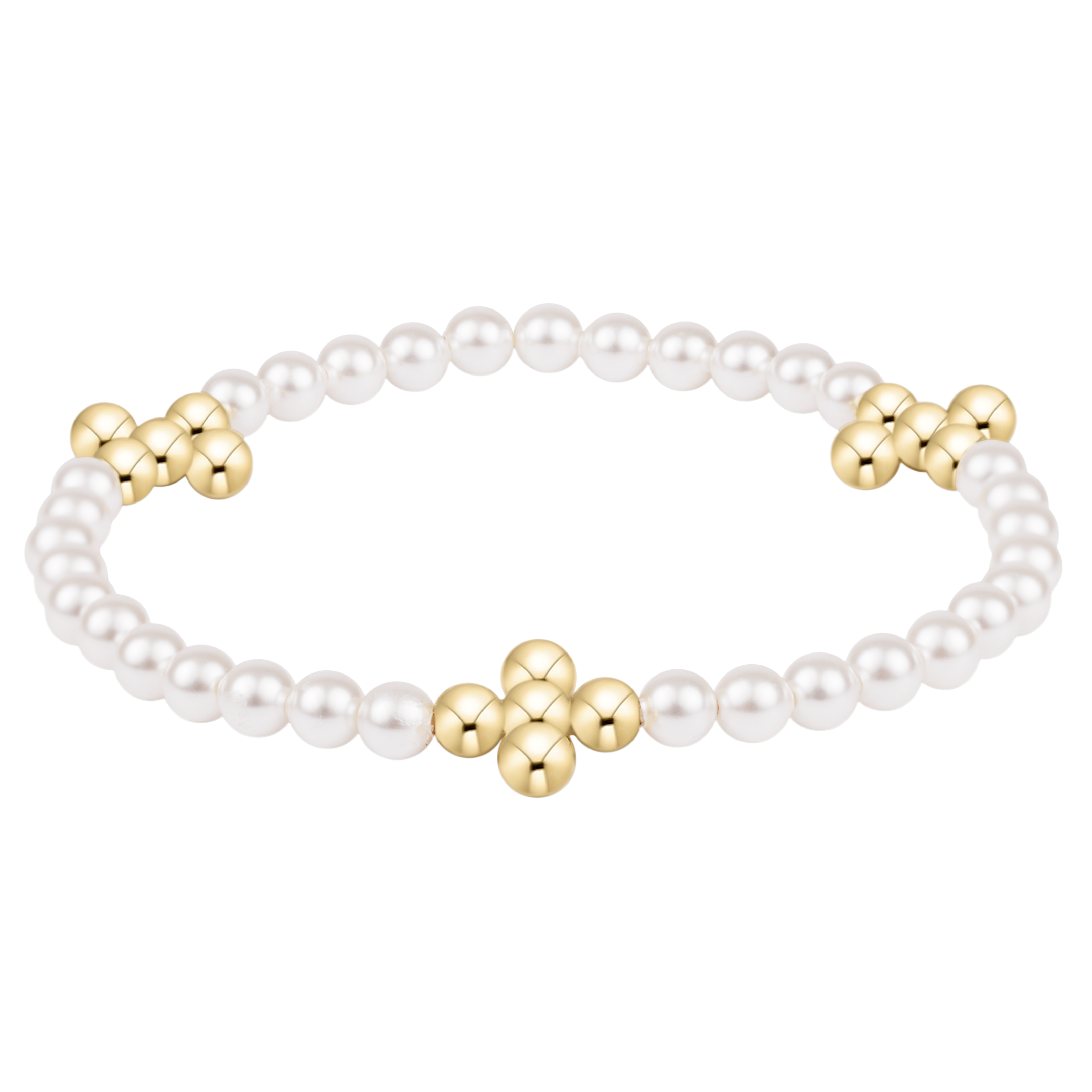 Enewton Classic Pearl Beaded Bracelet GoldSignatureCross4mm 4mm