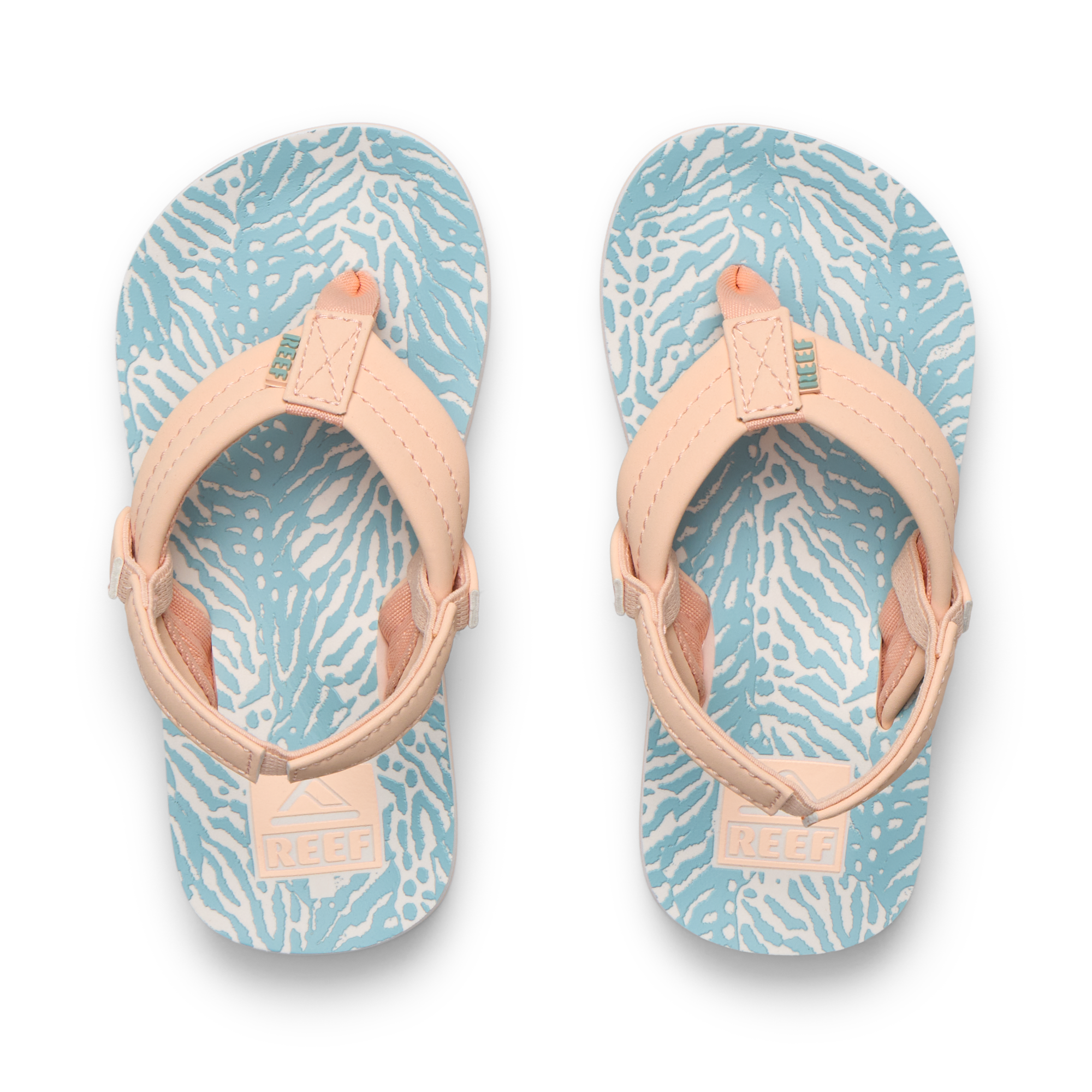 Reef Little Ahi Girls Sandal Peach-Blue Animal 11 C