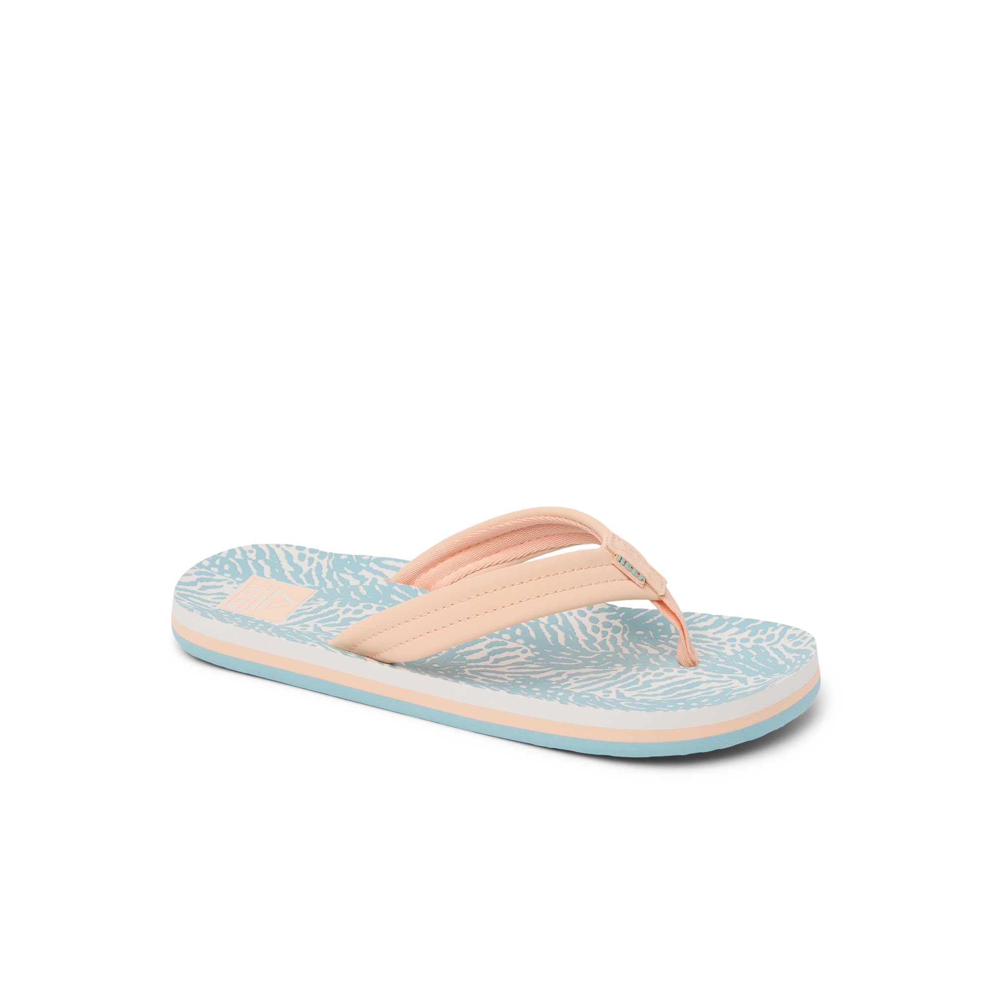 Reef Ahi Girls Sandal Peach-Blue Animal 5 Y