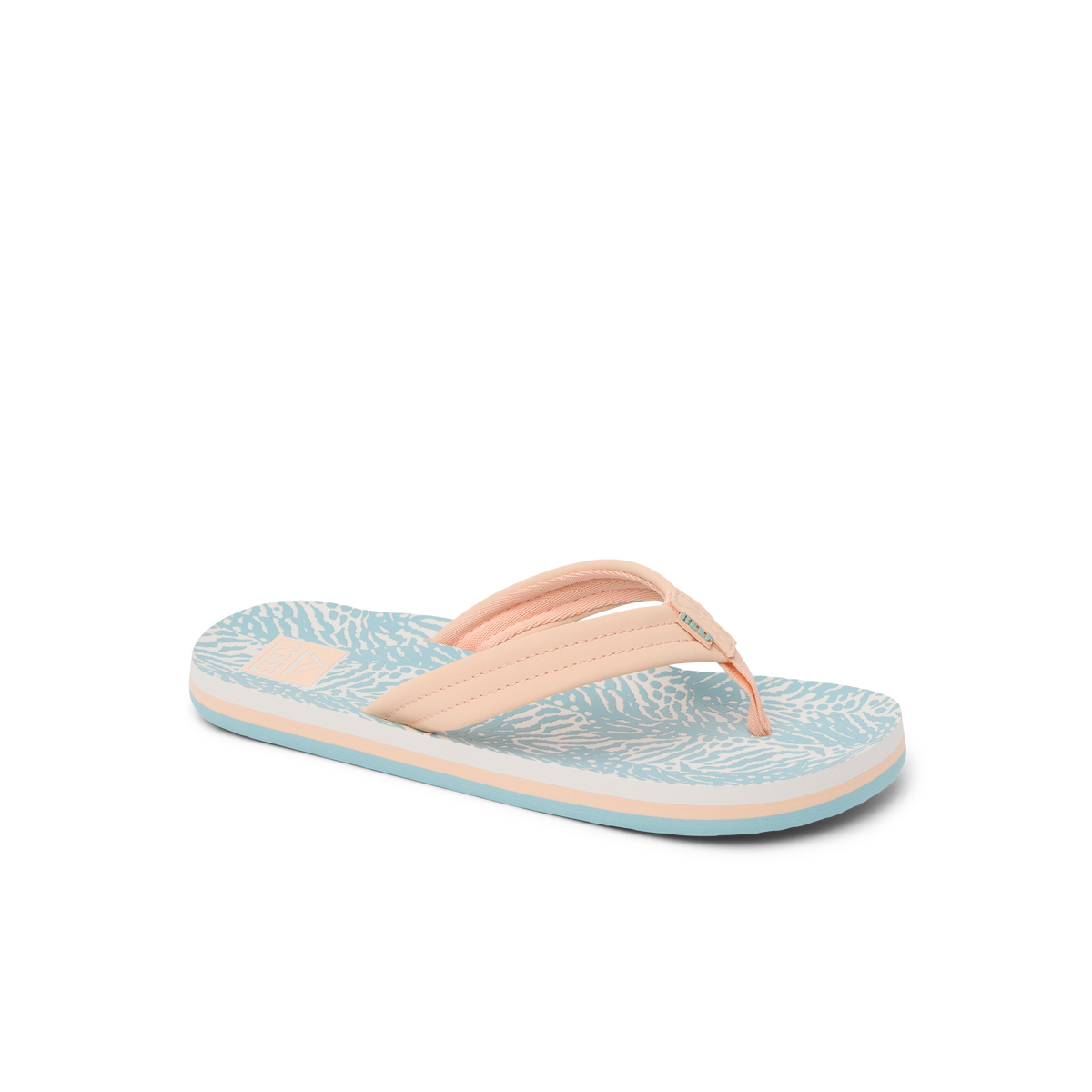 Reef Ahi Girls Sandal Peach-Blue Animal 5 Y