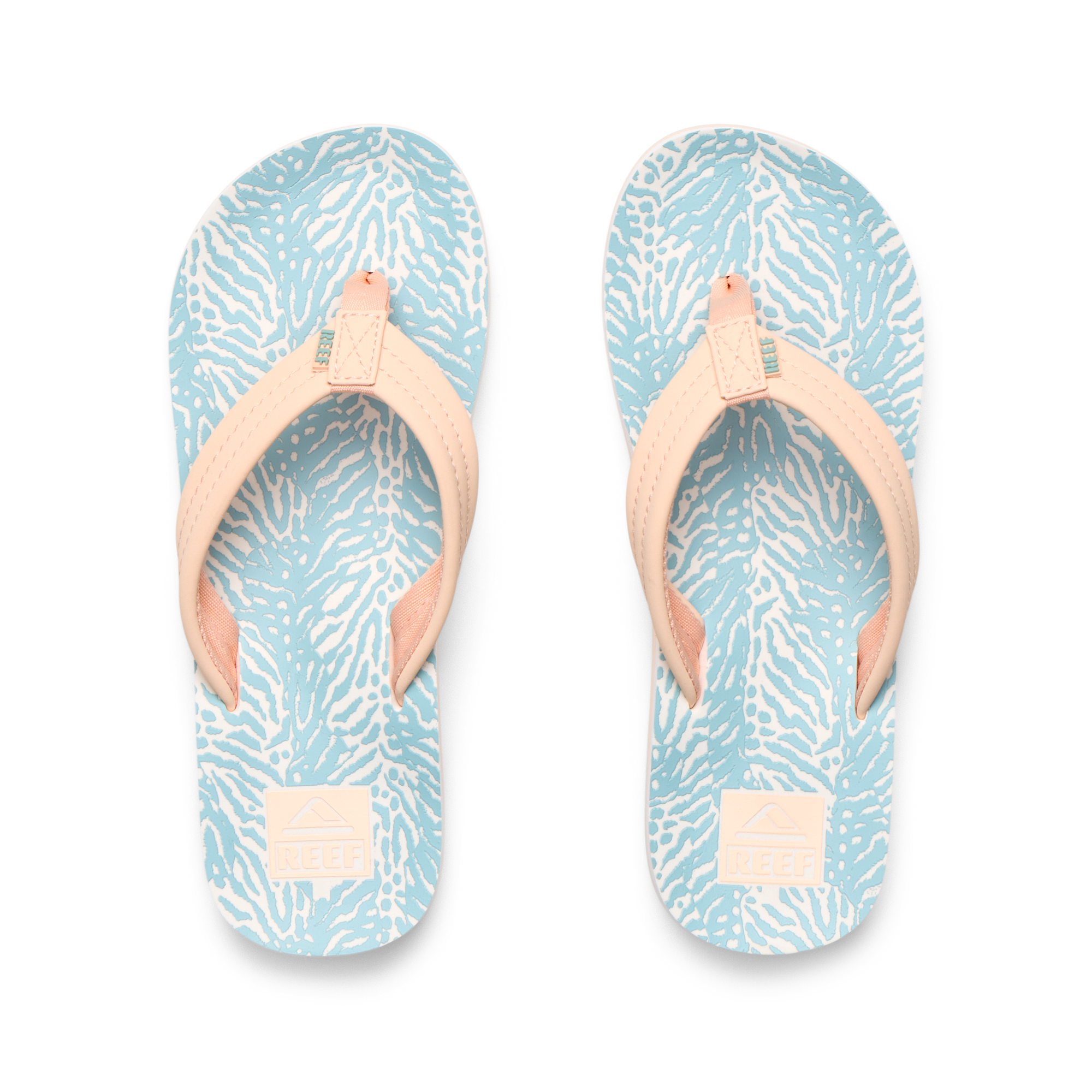 Reef Ahi Girls Sandal Peach-Blue Animal 5 Y