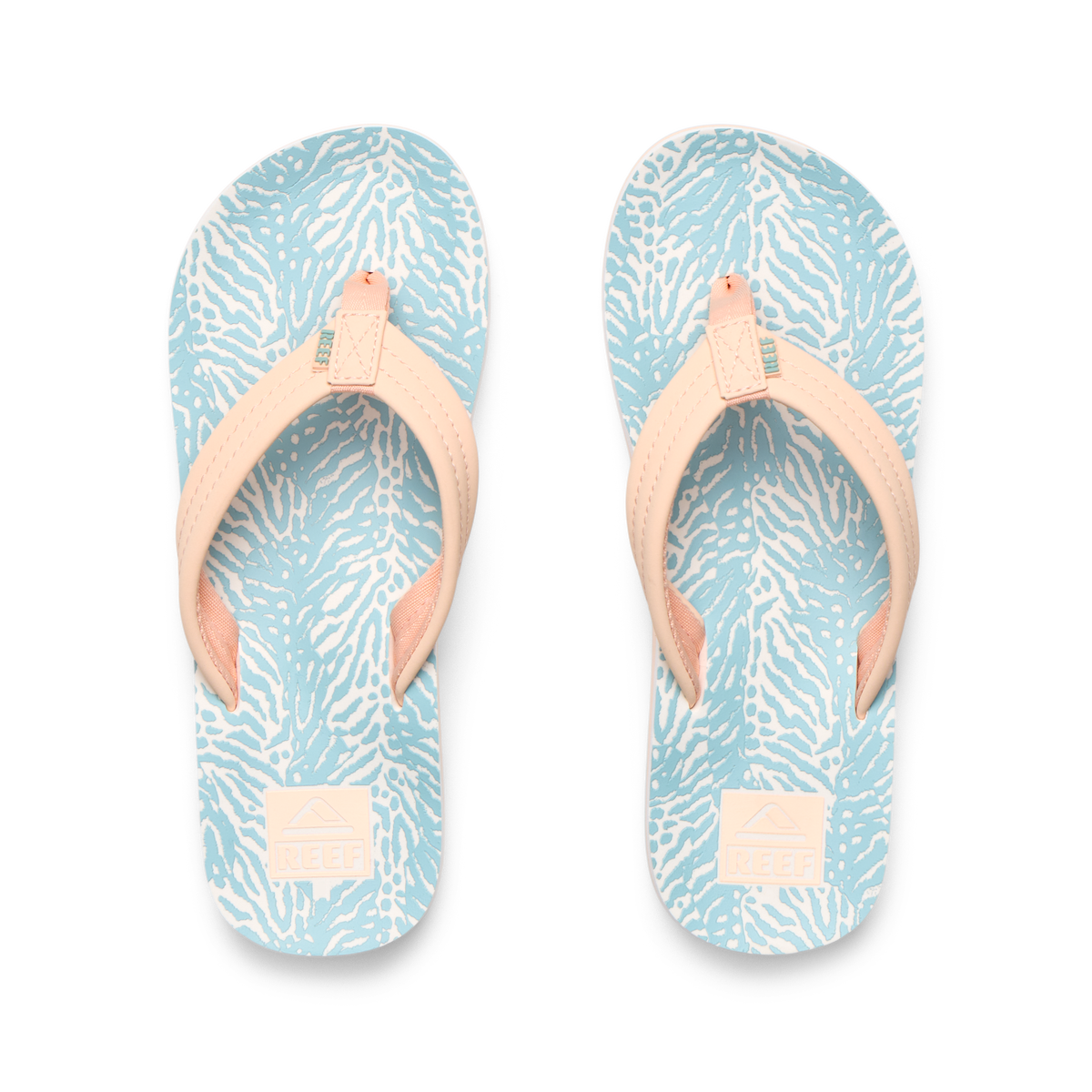 Reef Ahi Girls Sandal Peach-Blue Animal 5 Y
