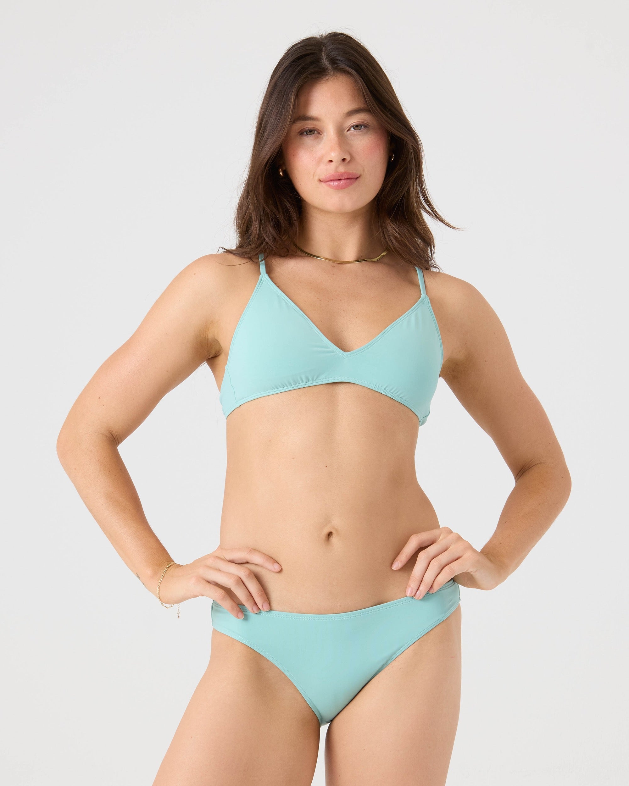 Roxy Beach Classics Athletic Triangle Bikini Top AQUA BLISS L