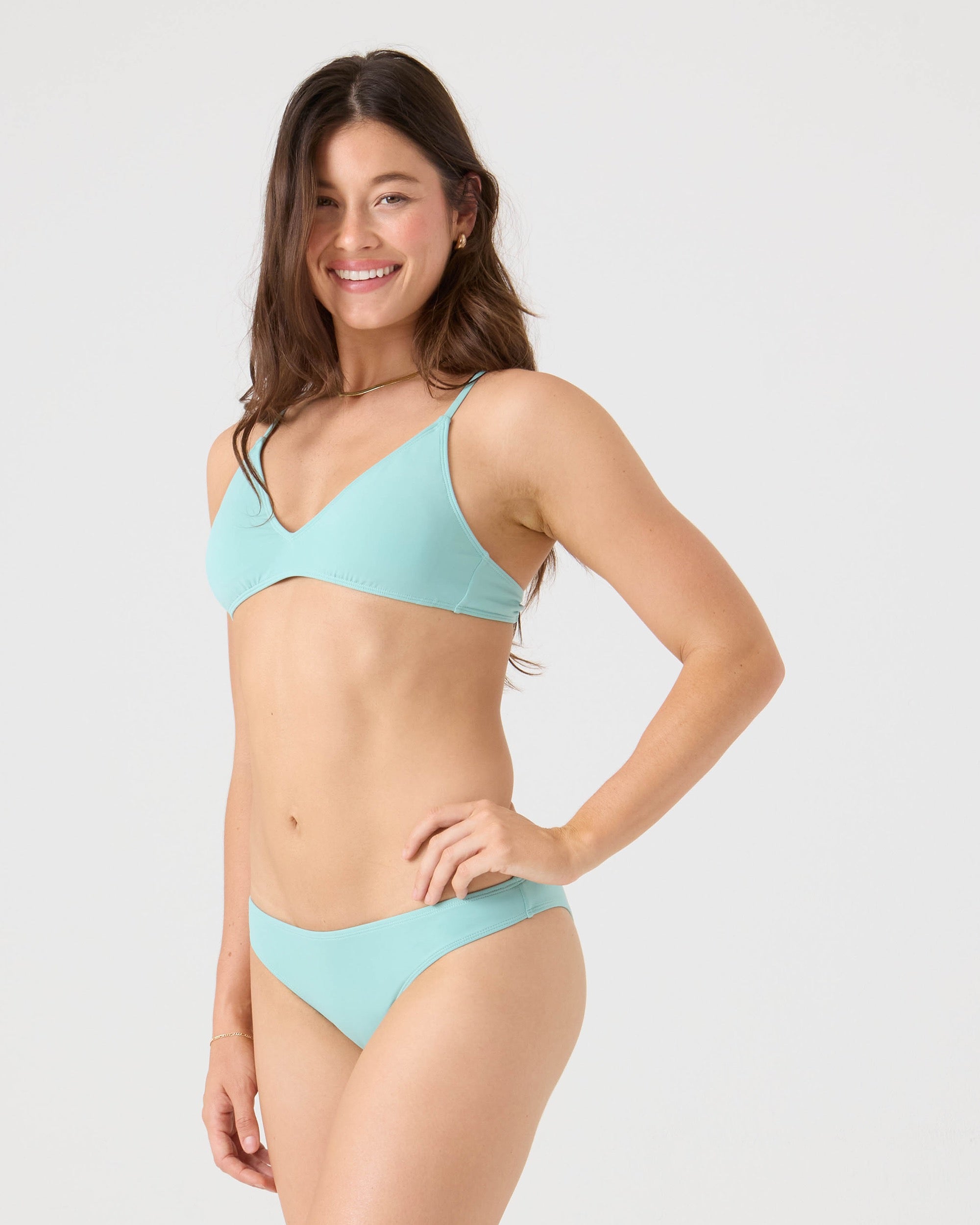 Roxy Beach Classics Athletic Triangle Bikini Top AQUA BLISS M