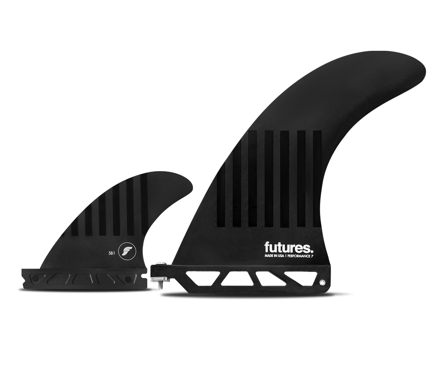 Futures Fins 2+1 Compound 6 Longboard Fin Set Black 7in