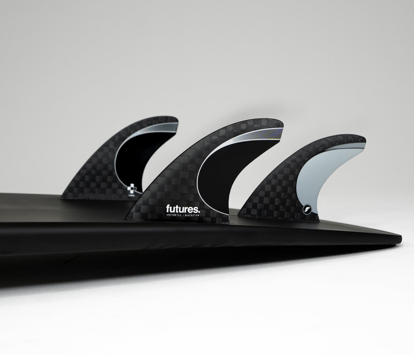 Futures Fins Vector 3/2 Blackstix + Thruster Fin Set Silver L