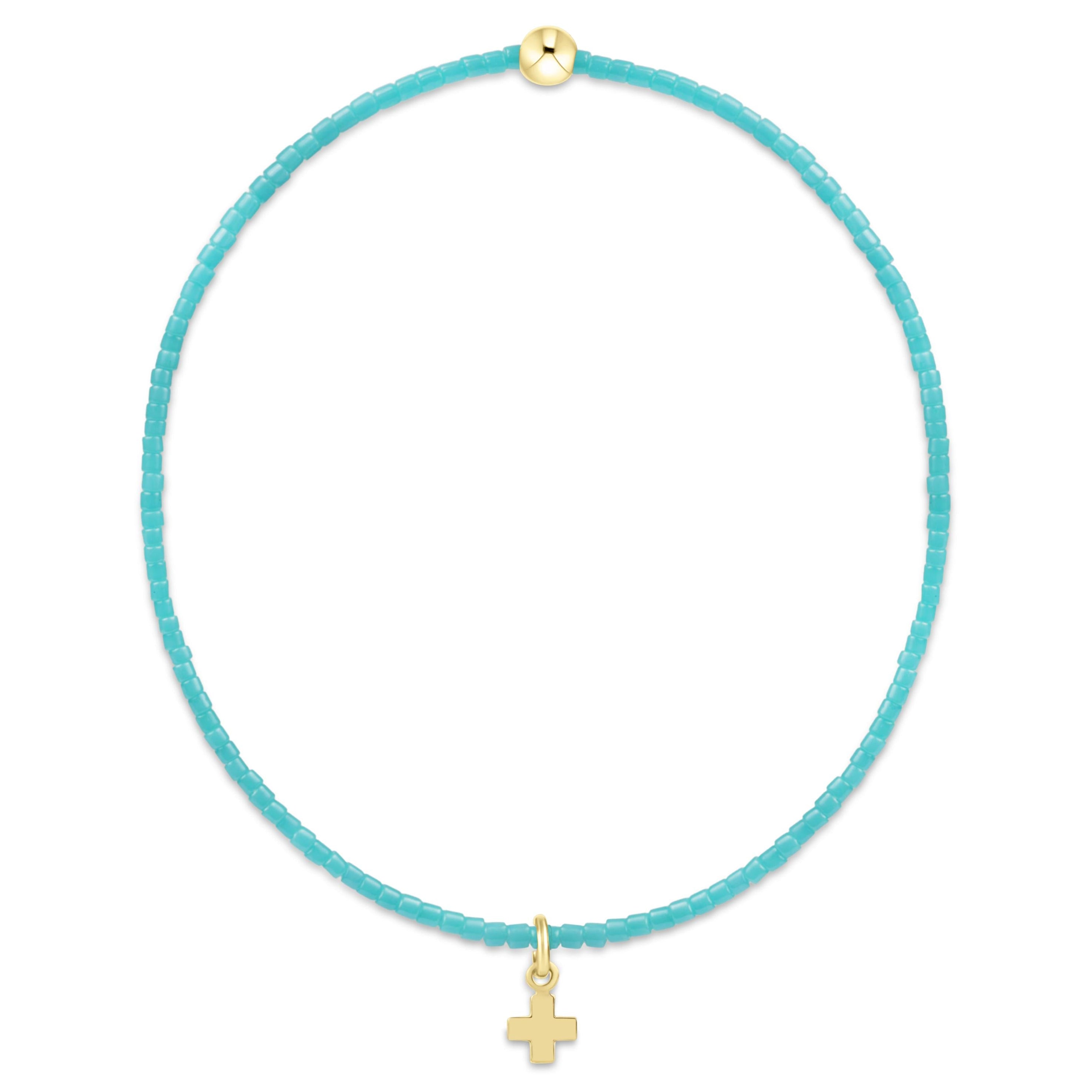 Enewton Hope Classic Bracelet 2mm Signature Cross Small Gold Charm Turquoise