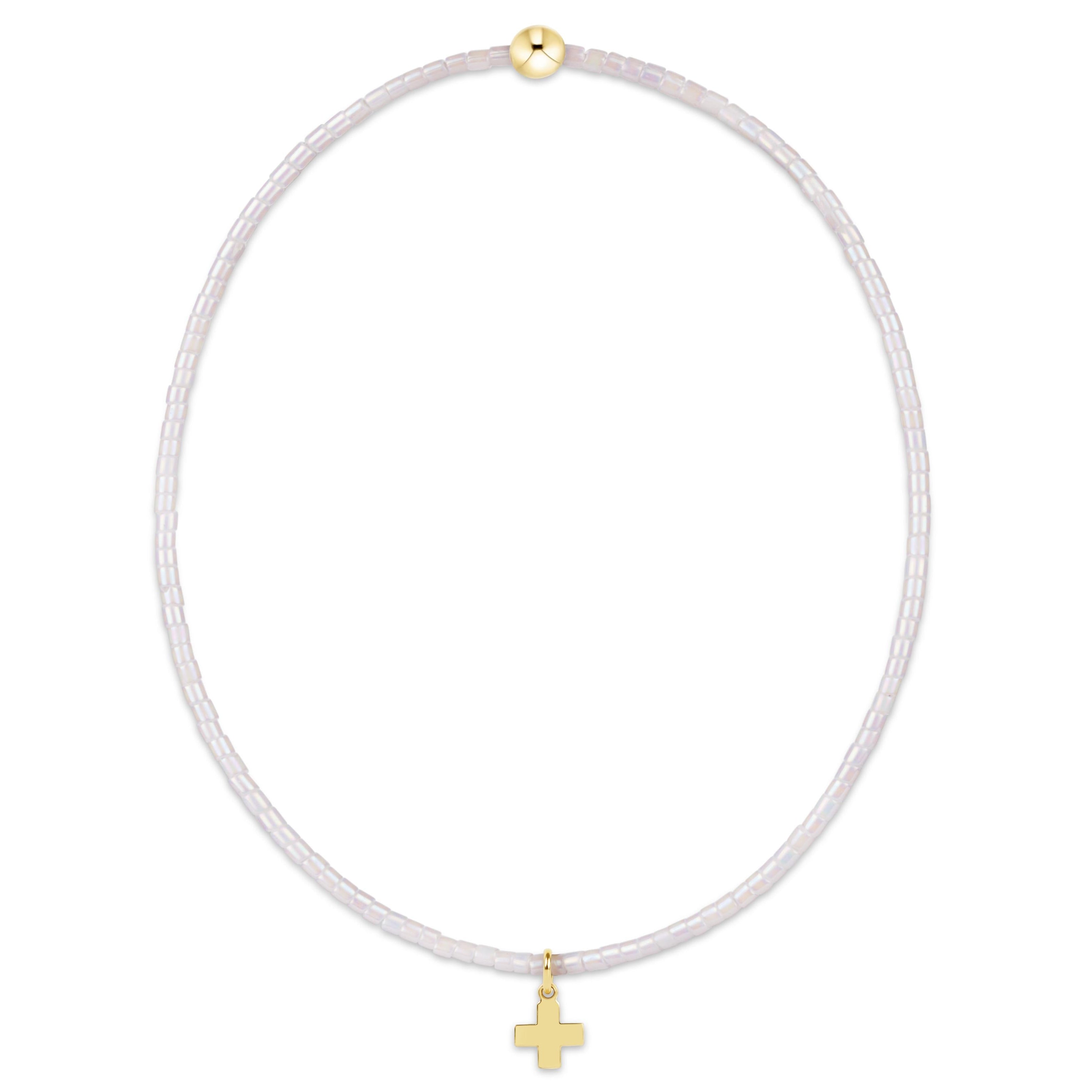 Enewton Hope Classic Bracelet 2mm Signature Cross Small Gold Charm Silky White
