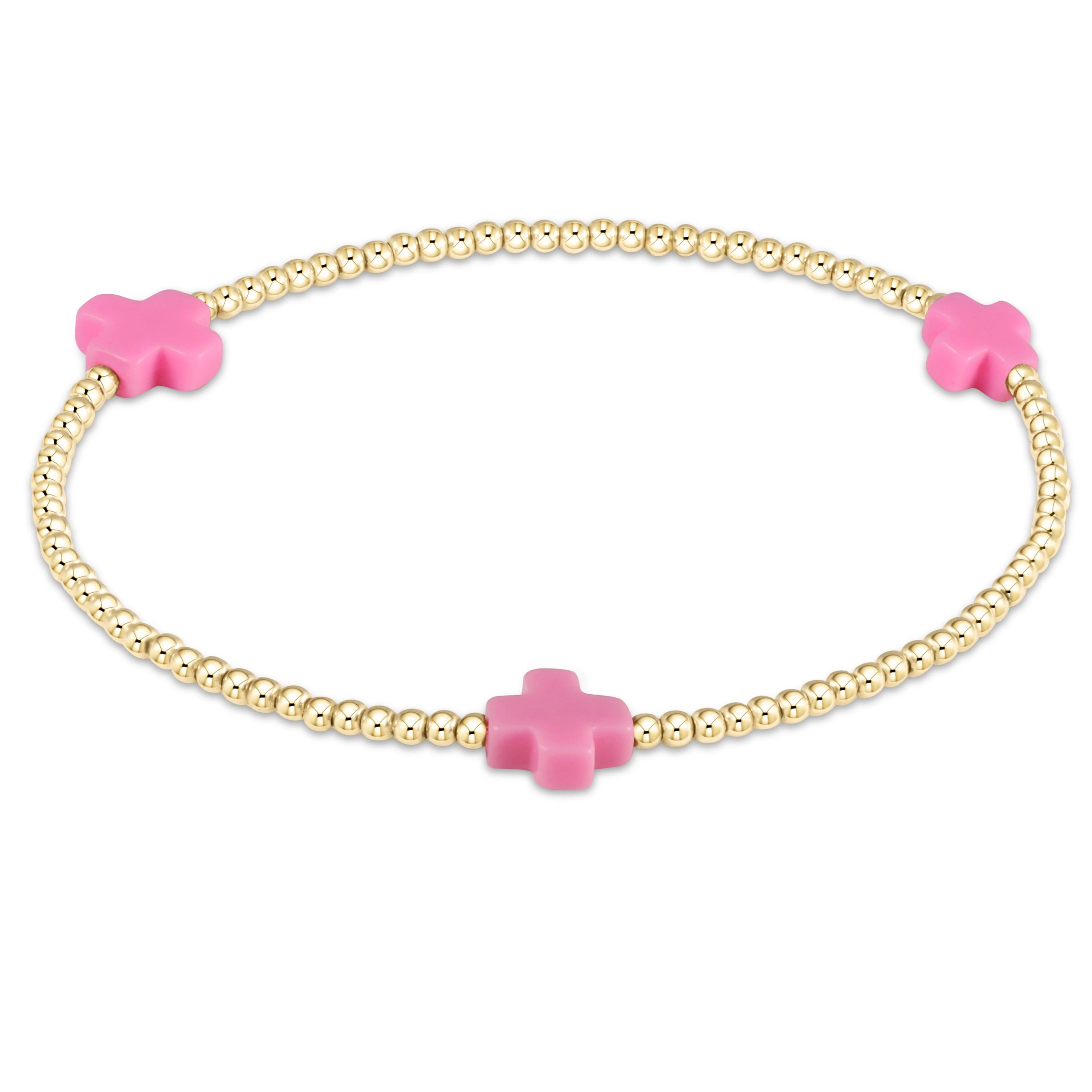 Enewton Beaded Bracelet SignatureCross BrightPink 2mm