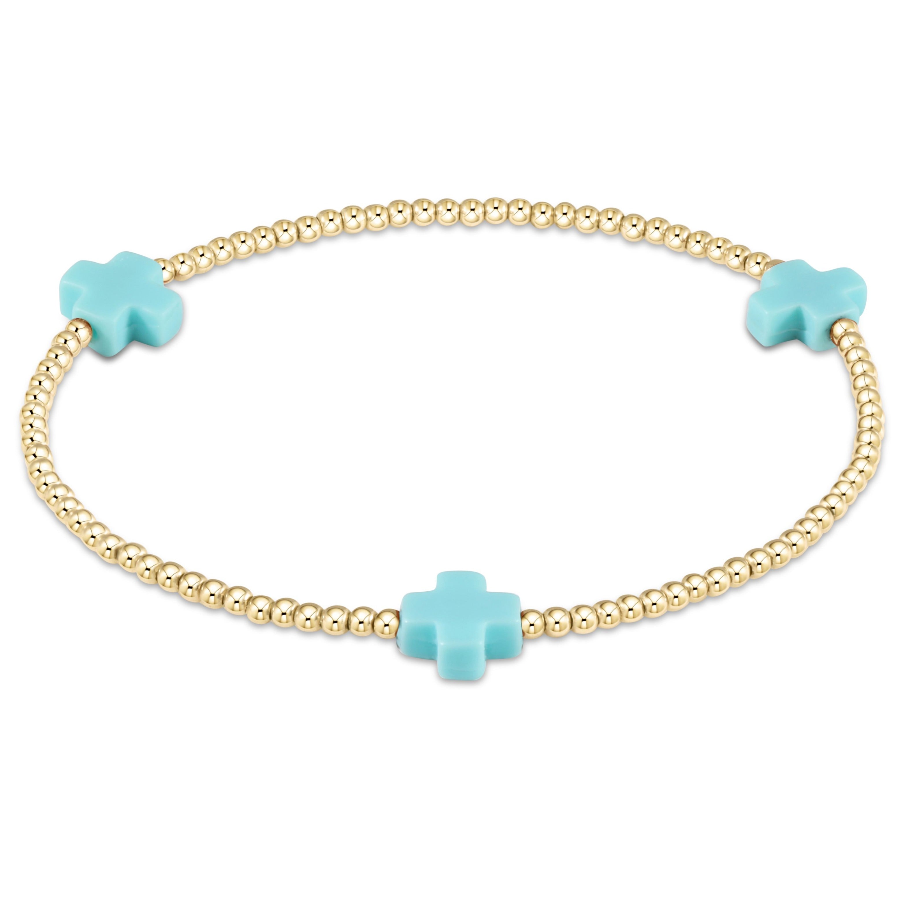 Enewton Beaded Bracelet SignatureCross Turquoise 2mm