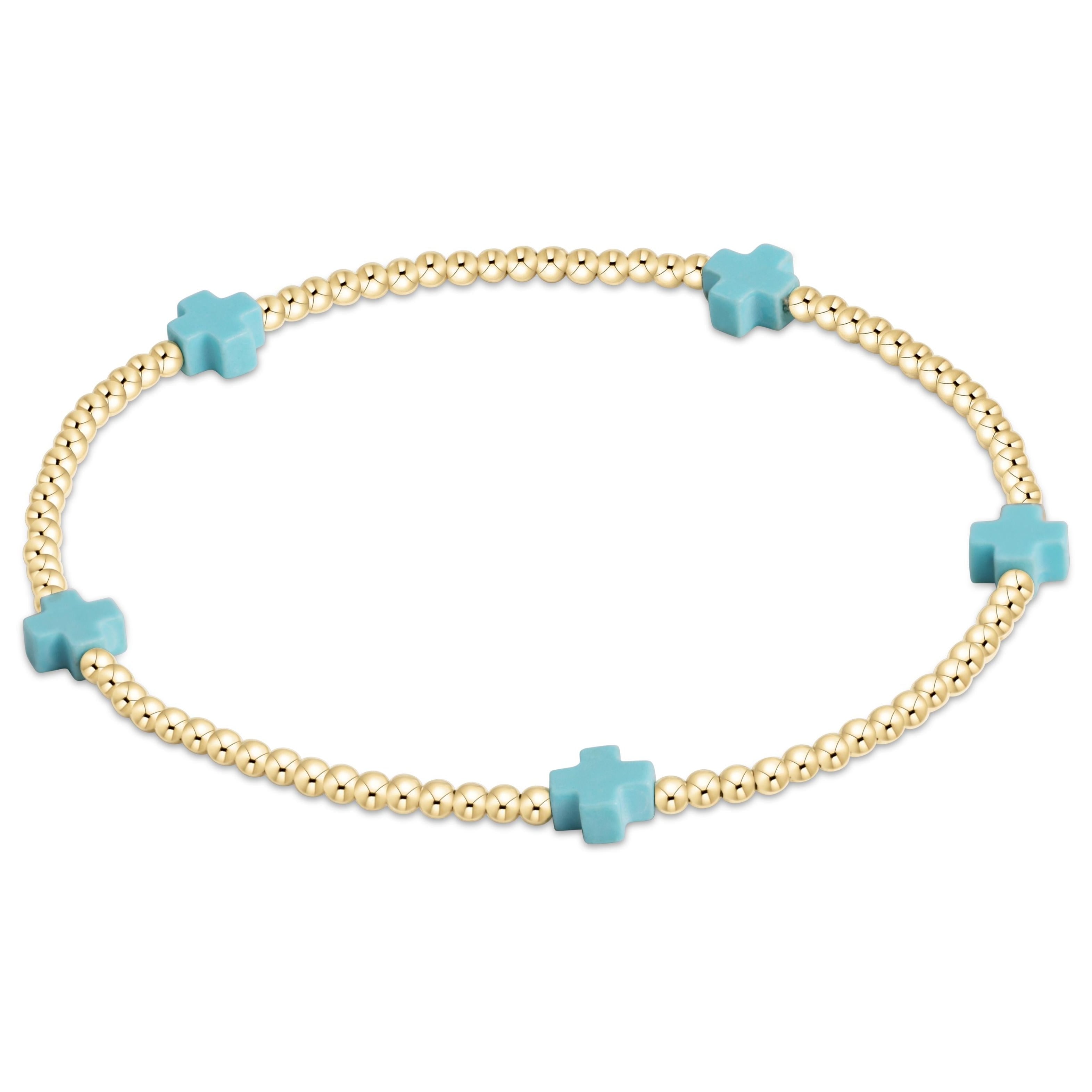 Enewton Beaded Bracelet SignatureCrossSmall Turquoise 2mm