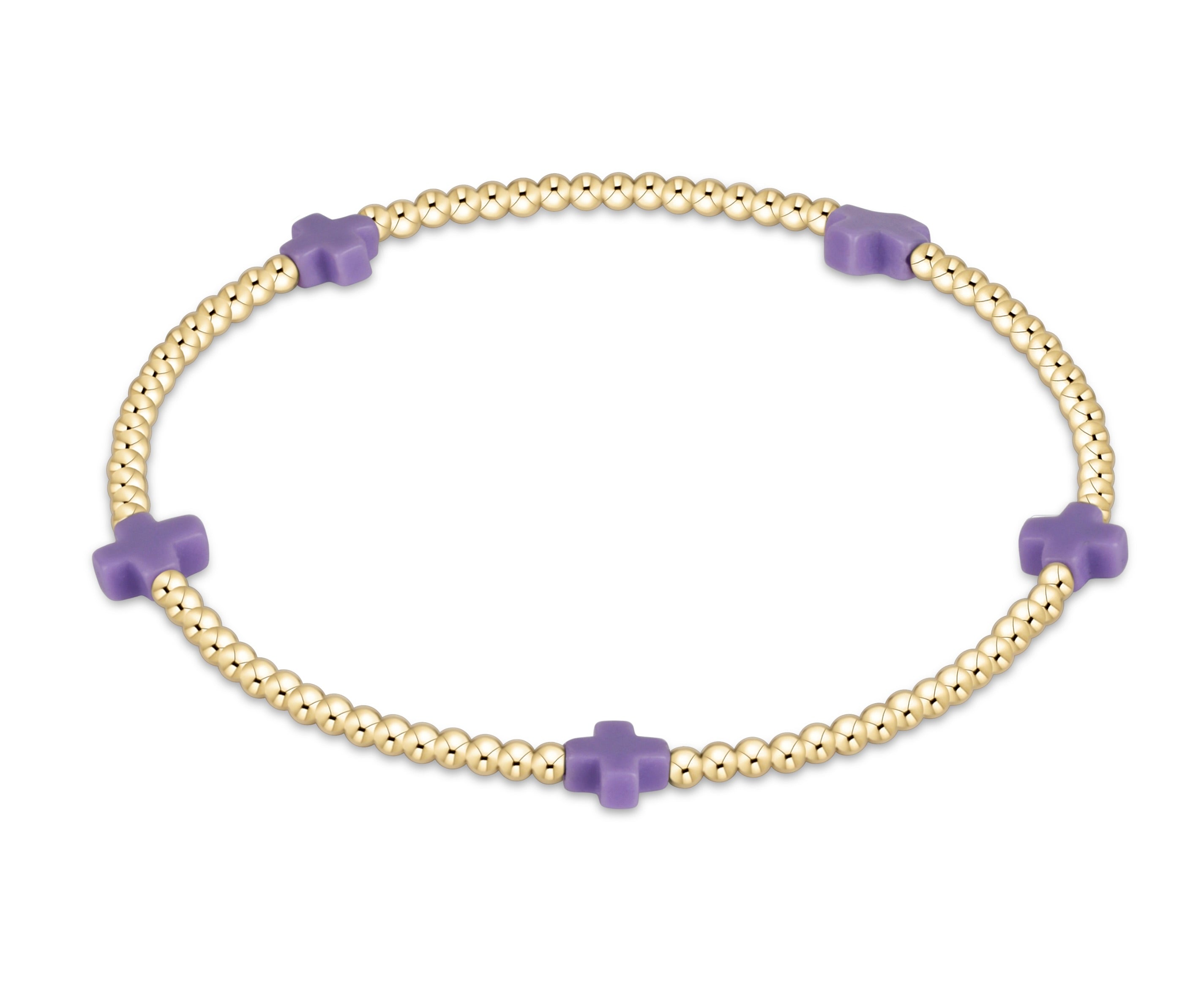 Enewton Beaded Bracelet SignatureCrossSmall Purple 2mm