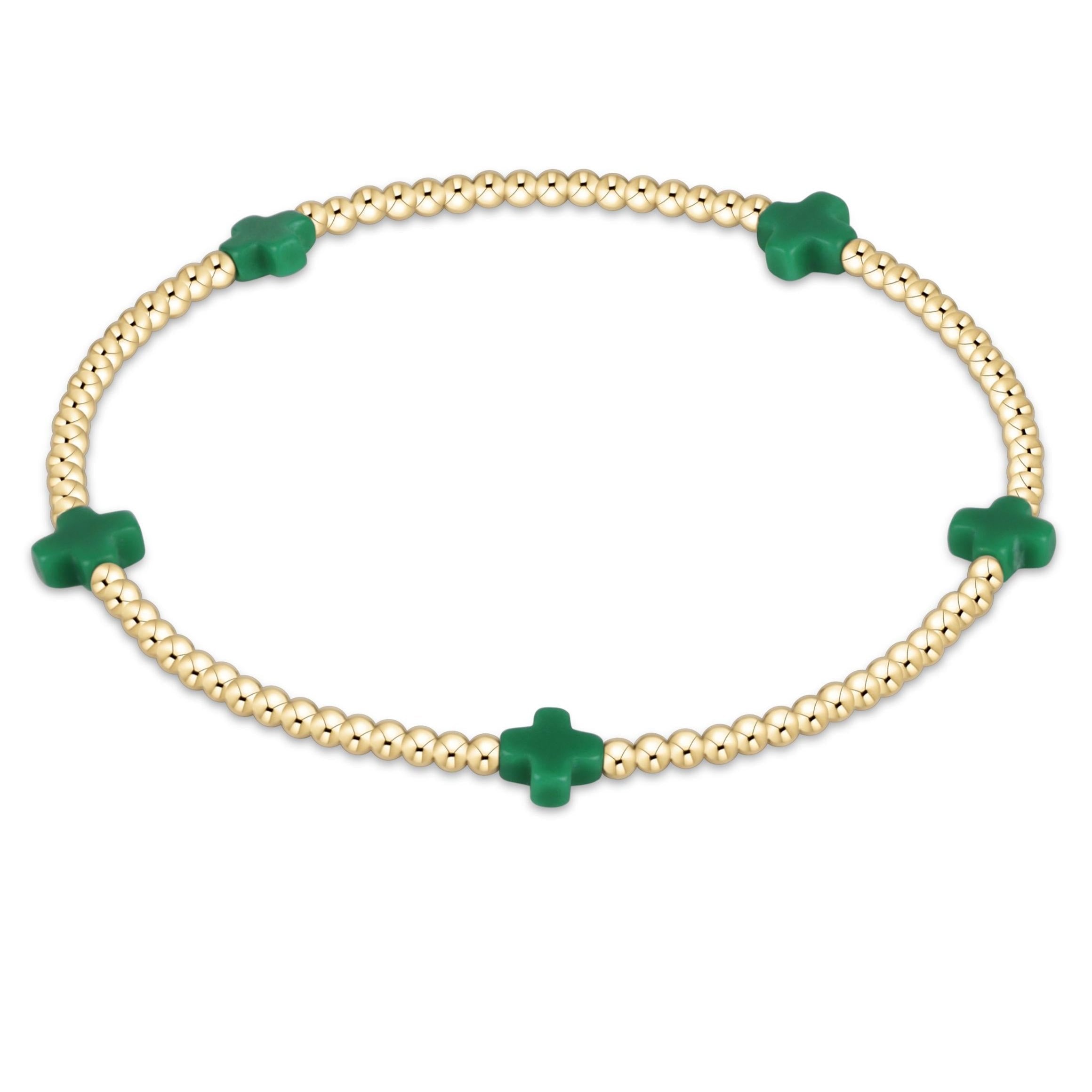 Enewton Beaded Bracelet SignatureCrossSmall Emerald 2mm