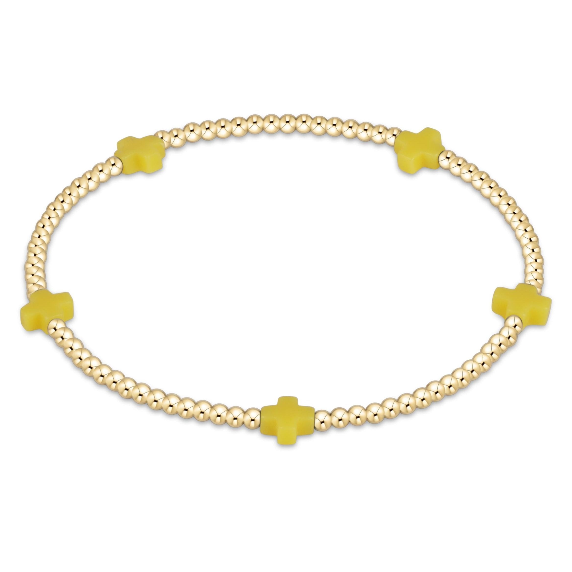 Enewton Beaded Bracelet SignatureCrossSmall Canary 2mm