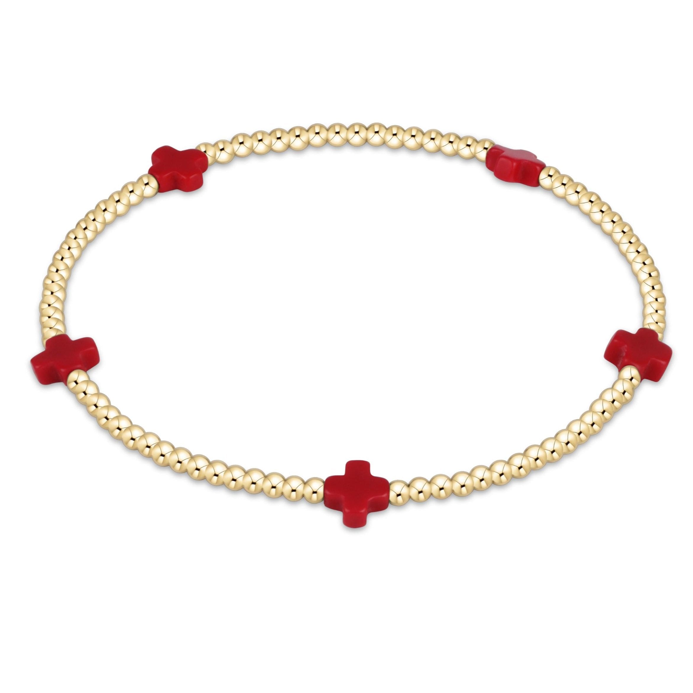 Enewton Beaded Bracelet SignatureCrossSmall Red 2mm