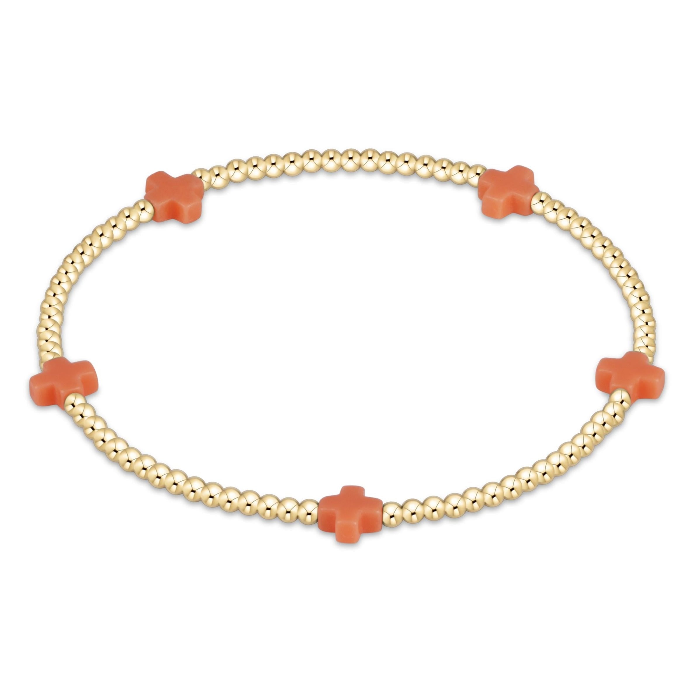 Enewton Beaded Bracelet SignatureCrossSmall Coral 2mm