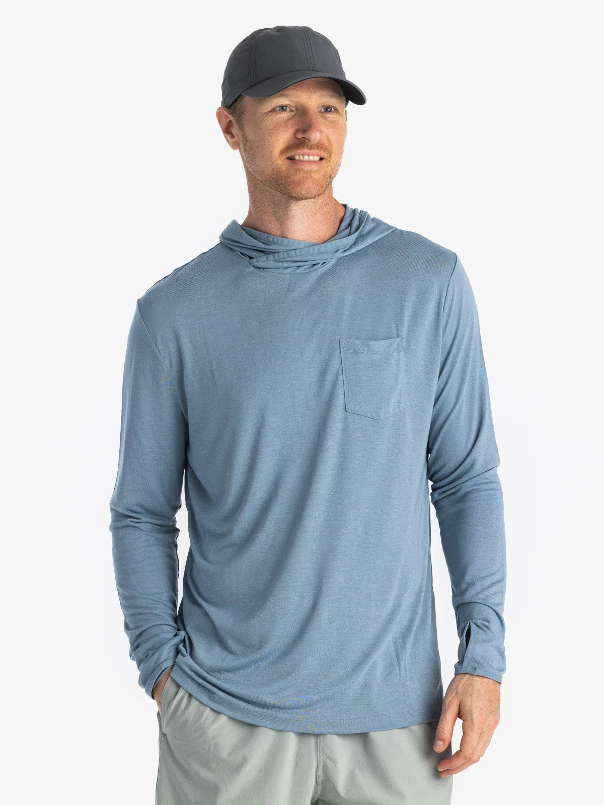 Free Fly Bamboo Lightweight Hoodie Blue Fog L