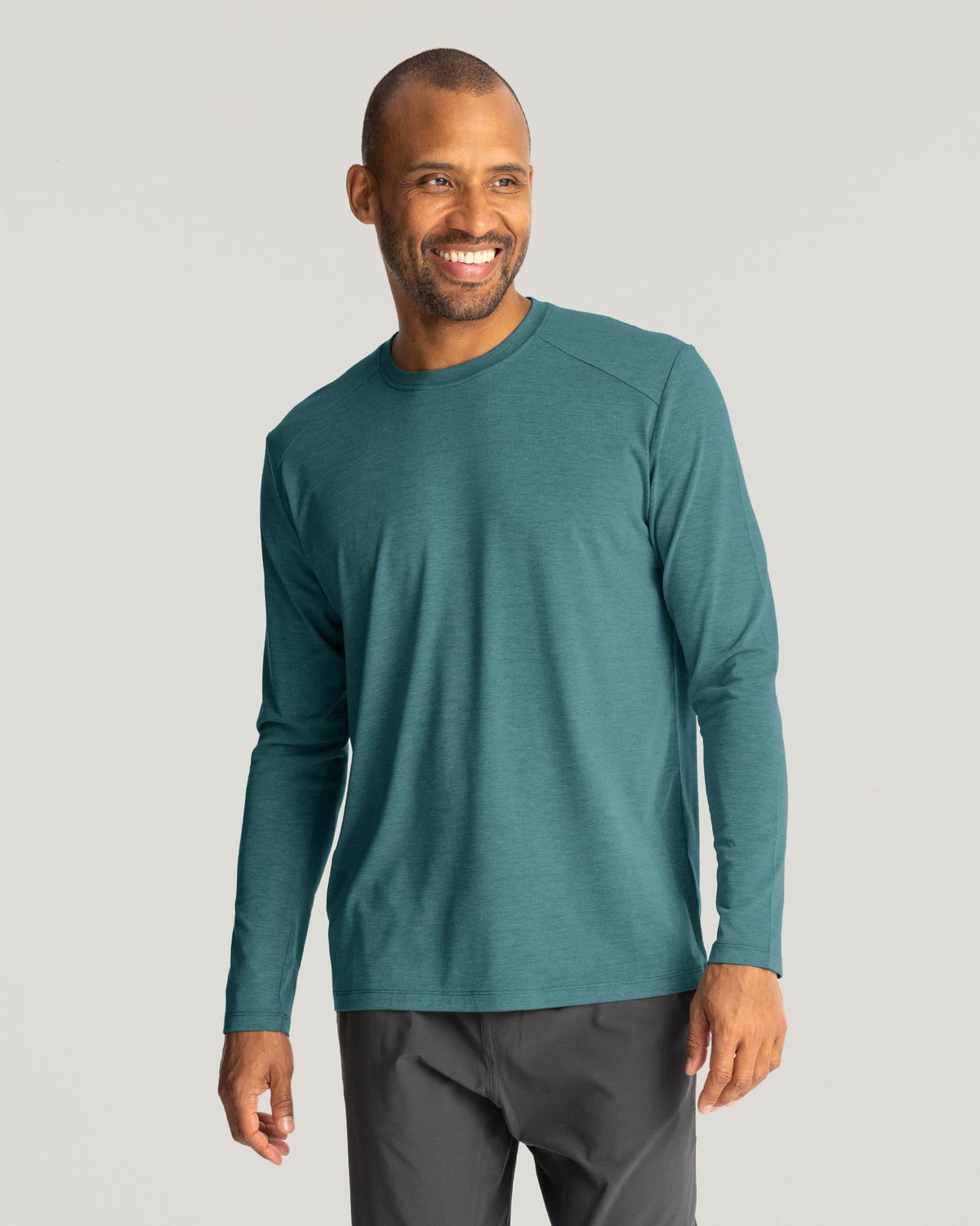 Free Fly Men's Bamboo Shade Long Sleeve Shirt Heather Sea Pine XL
