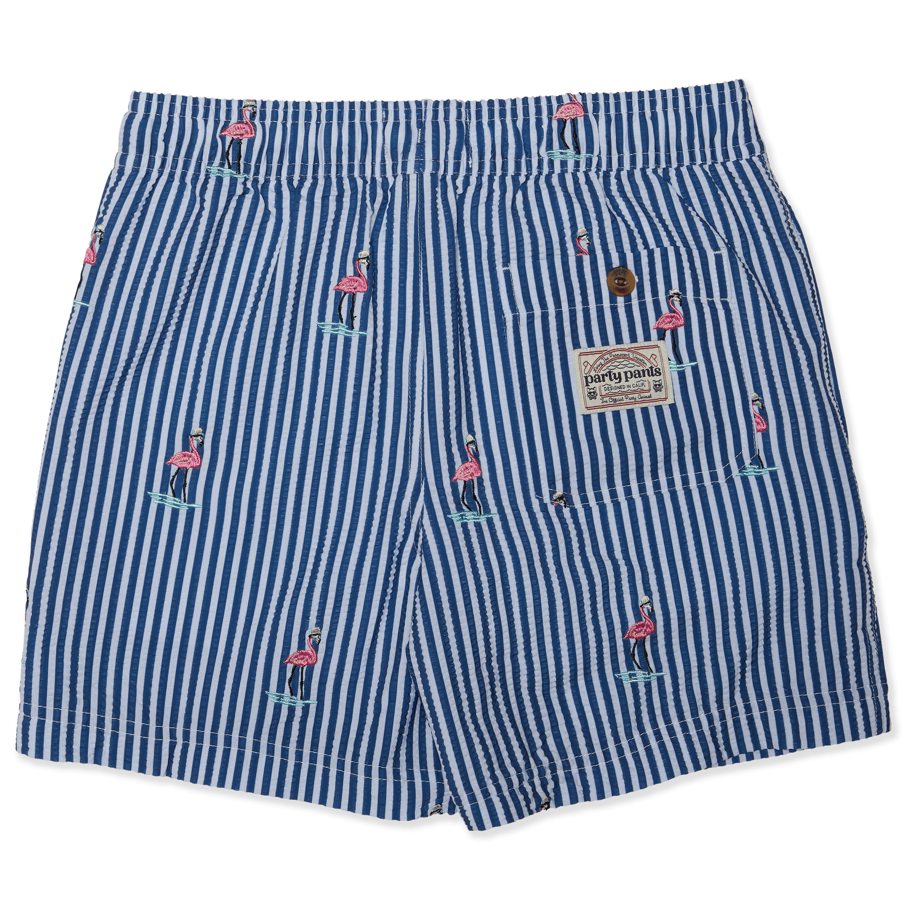 Party Pants Boys Swim Trunks Striped-Indigo M
