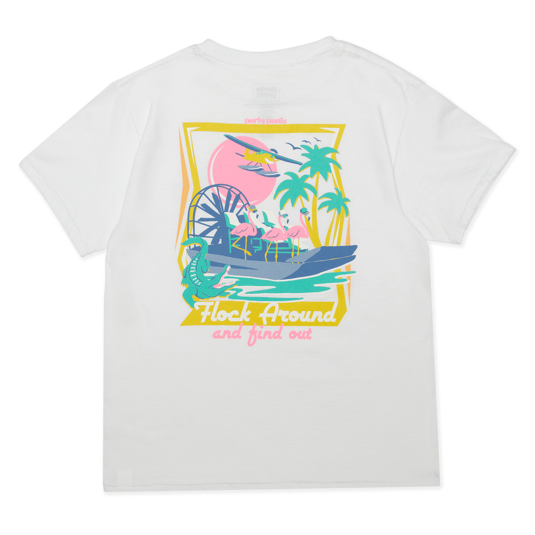 Party Pants Youth SS Tee Flock Around Match-White M