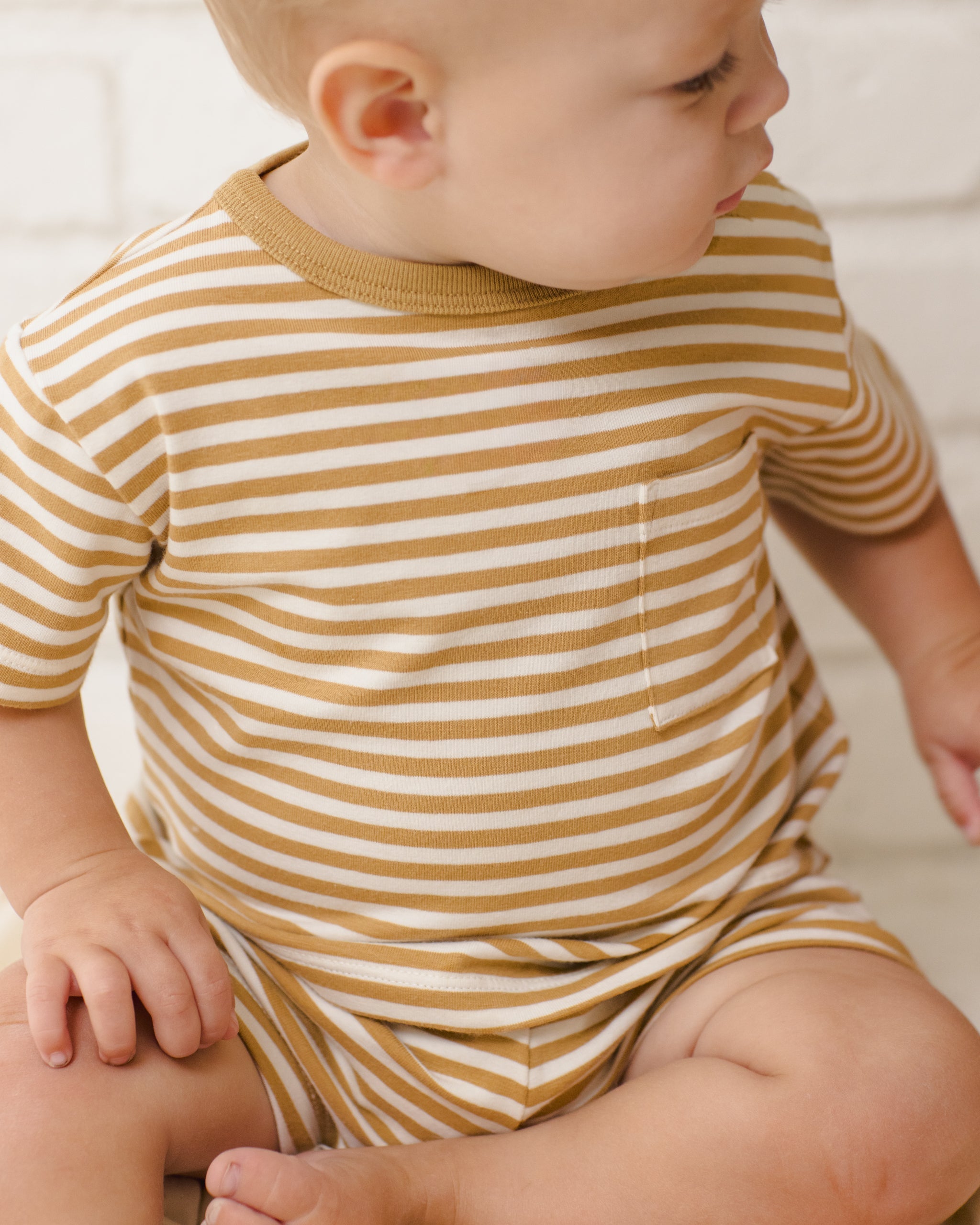 Rylee+Cru Boxy Tee+Short Stripe Set Honey 2-3y