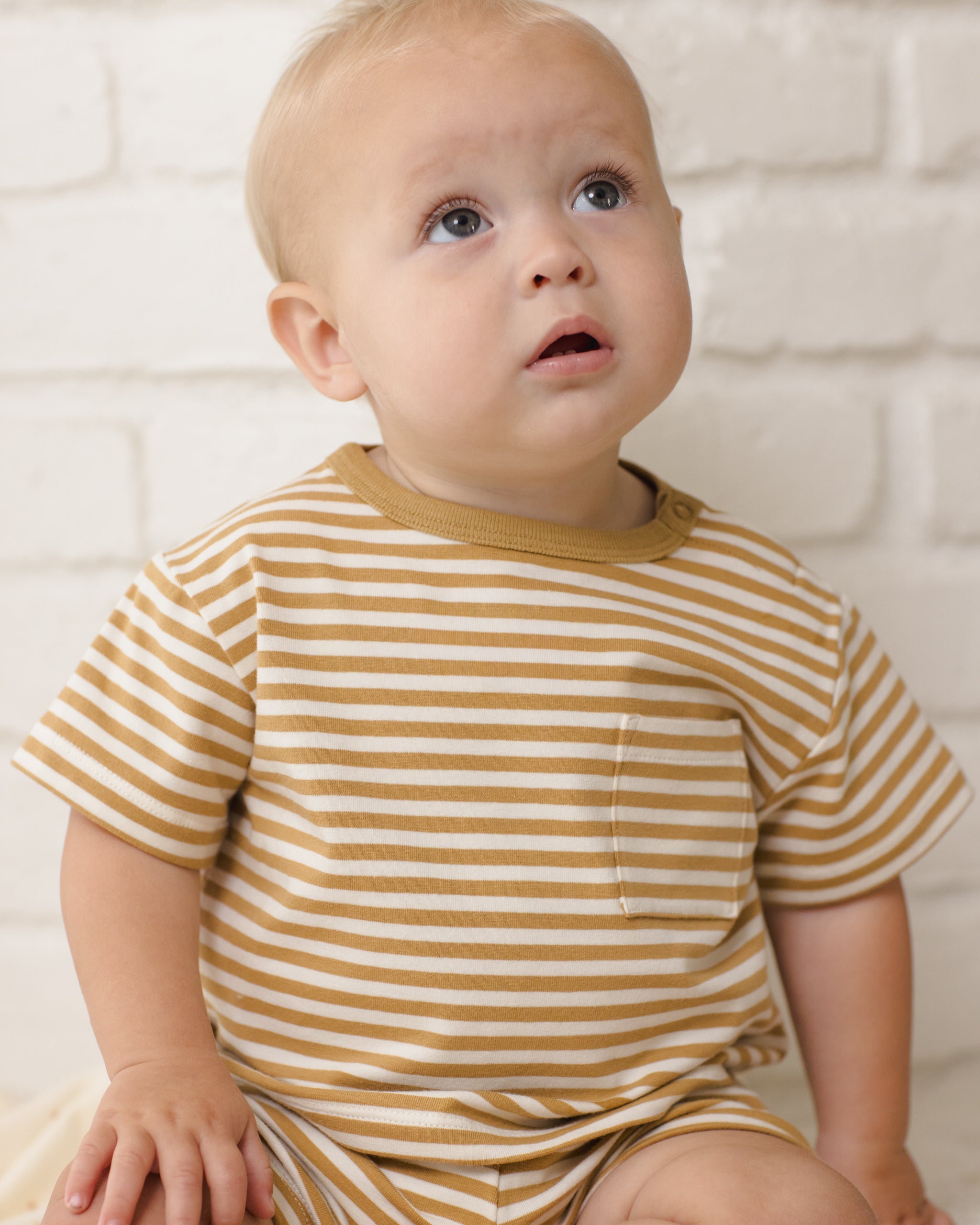 Rylee+Cru Boxy Tee+Short Stripe Set Honey 3-6m