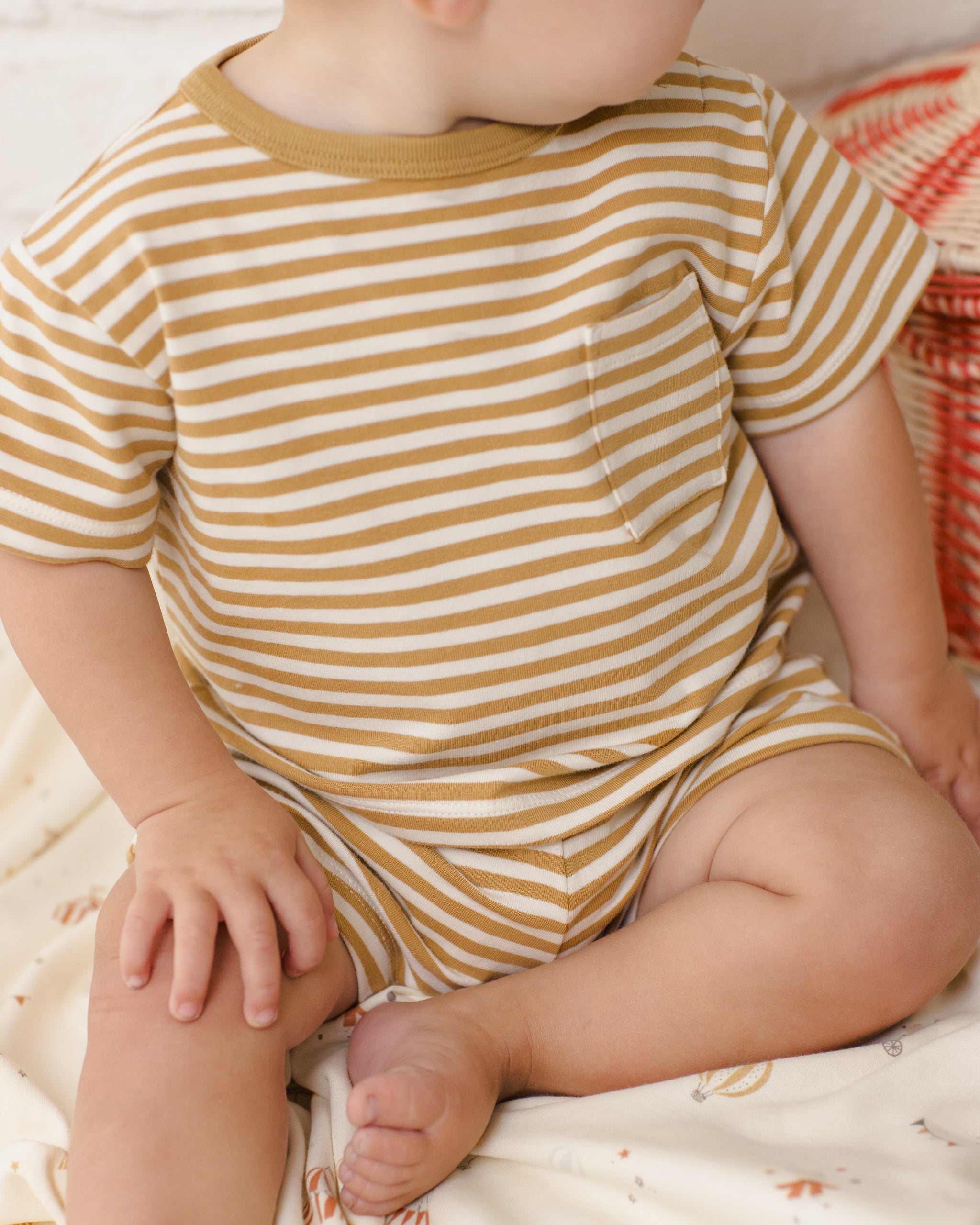 Rylee+Cru Boxy Tee+Short Stripe Set Honey 12-18m