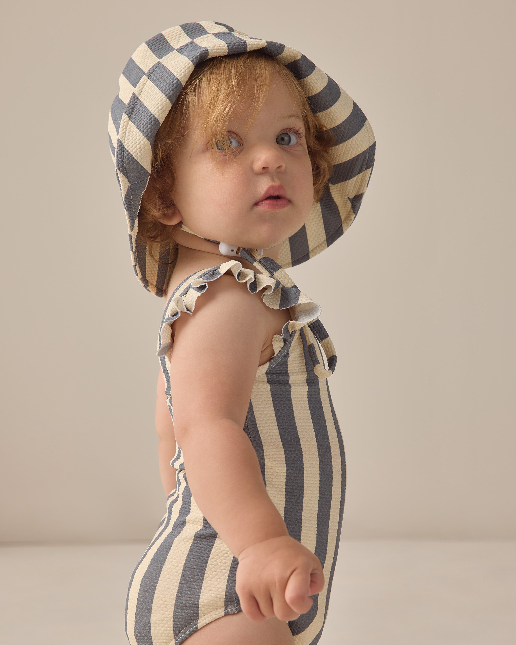 Rylee+Cru Scoop Back One-piece Retro Stripe Ocean 0-3m