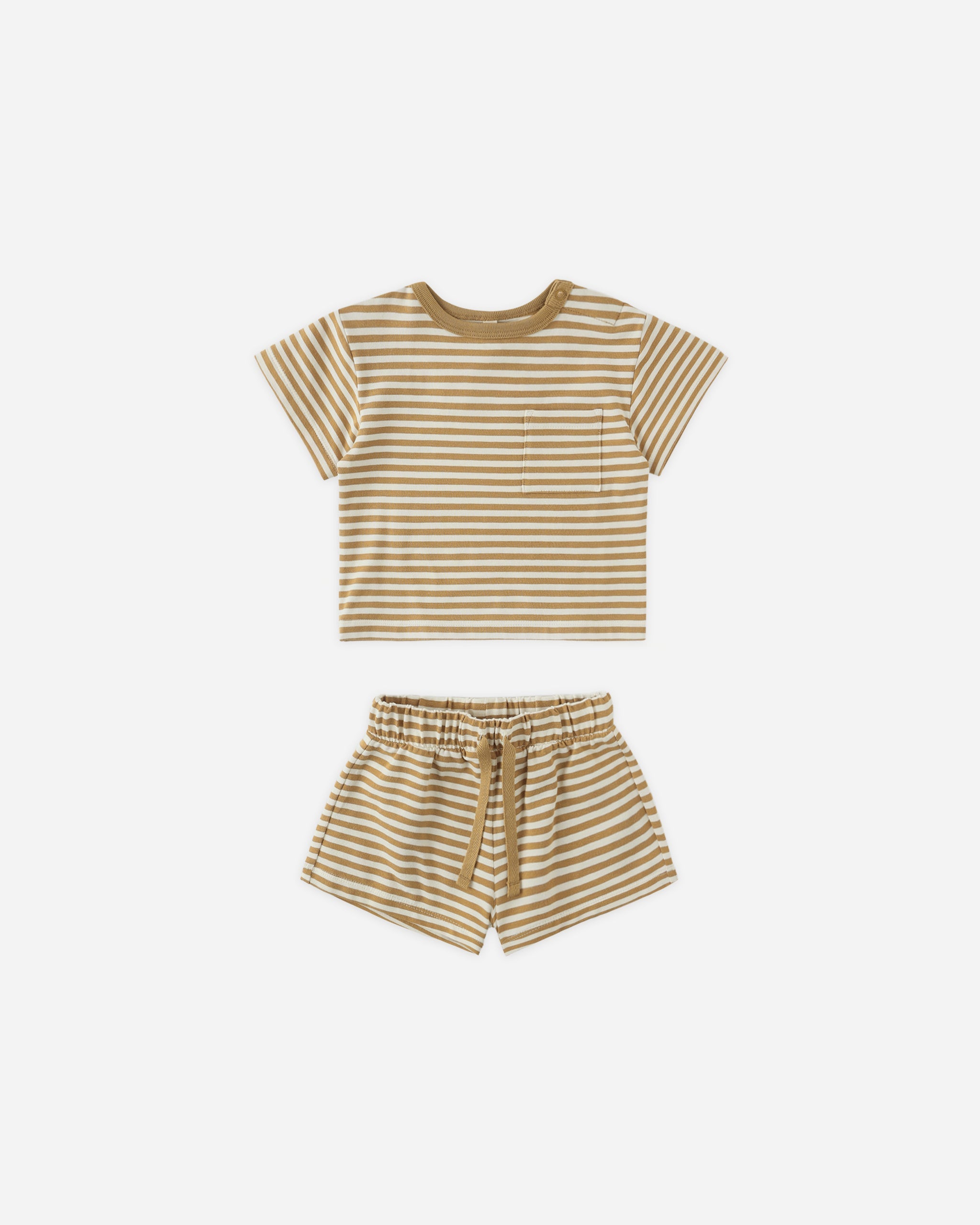 Rylee+Cru Boxy Tee+Short Stripe Set Honey 12-18m