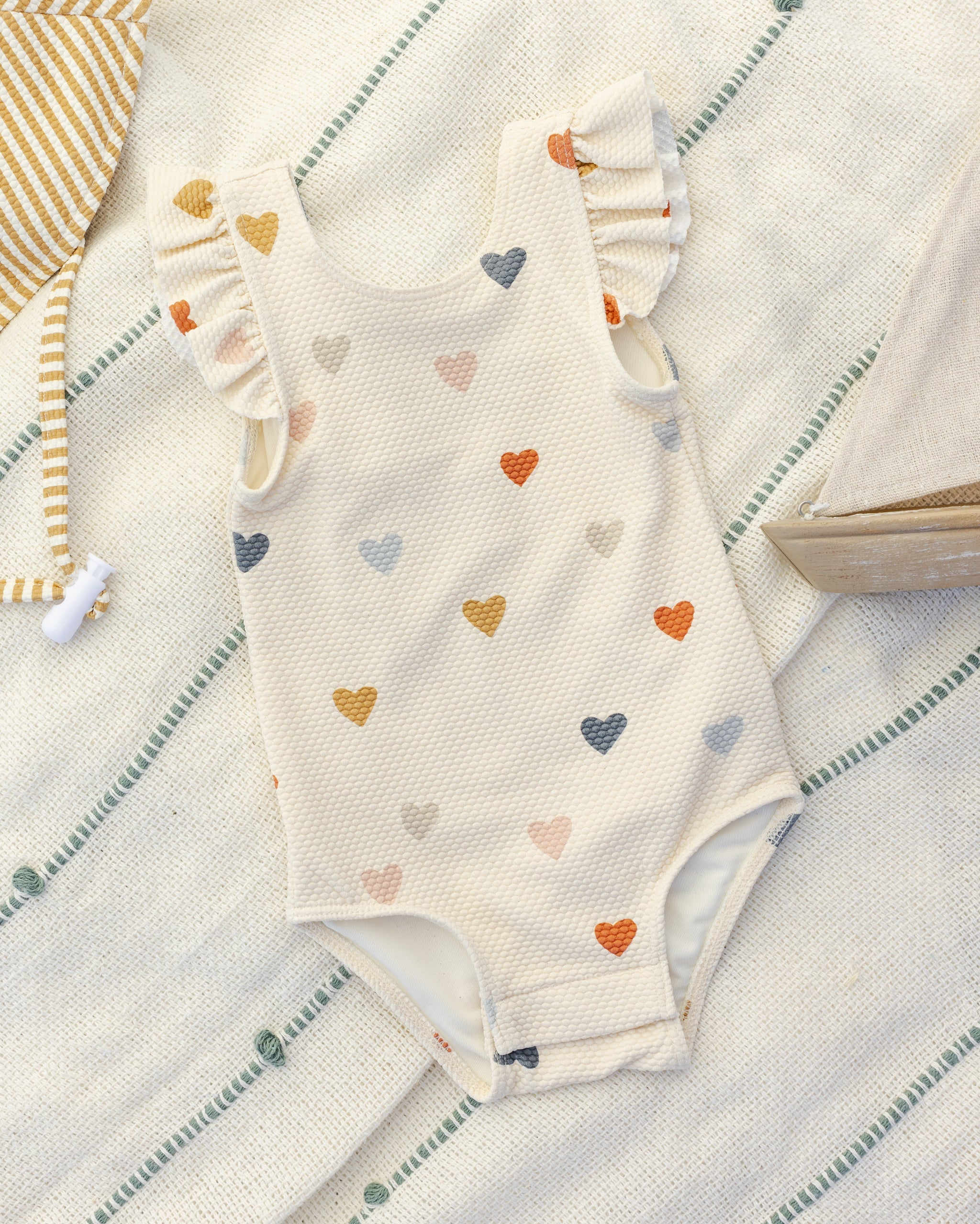 Rylee+Cru Scoop Back One-piece Swimsuit Confetti Hearts Natural 0-3m