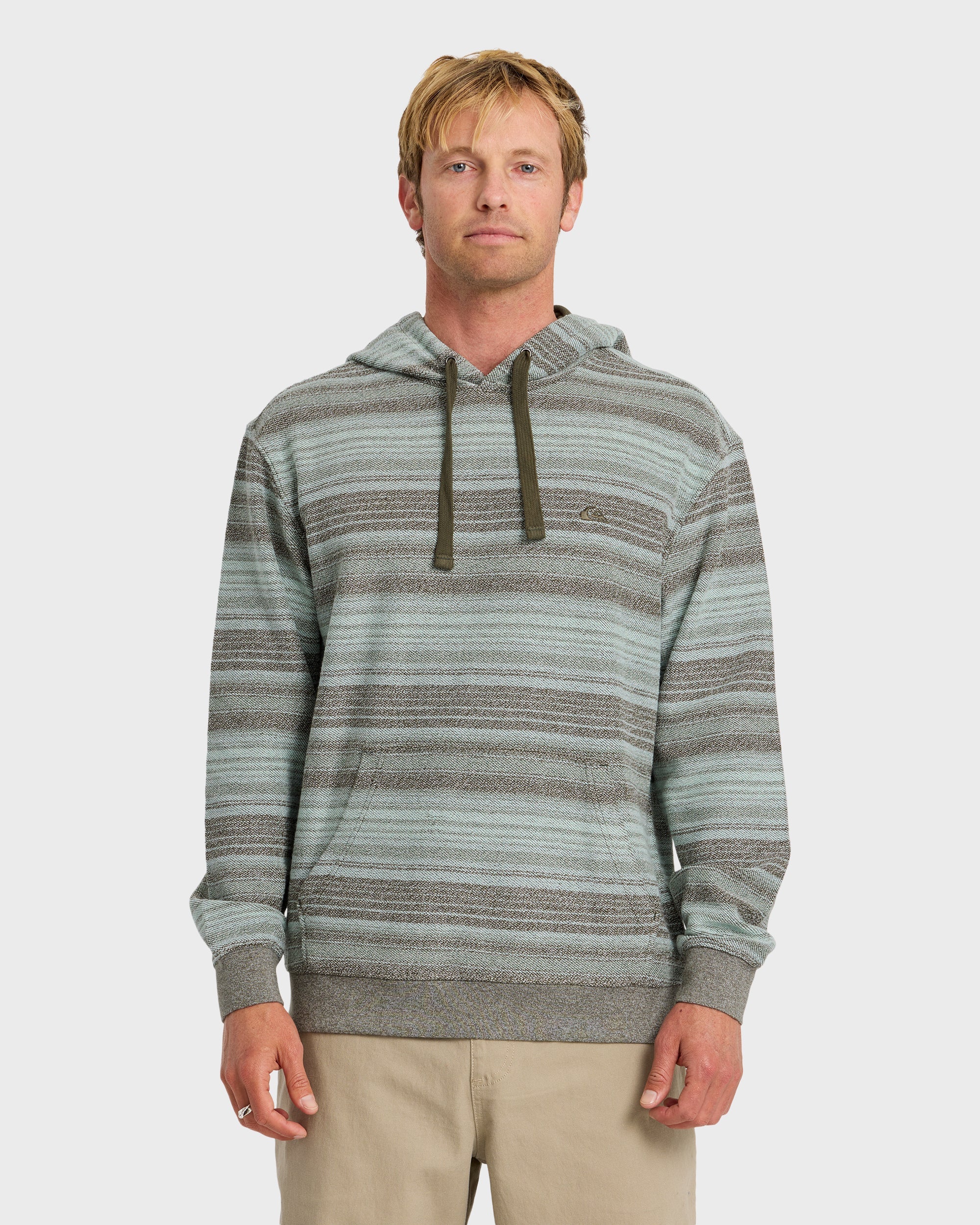 Quiksilver Great Otway Yarn-Dyed Stripe Pullover Hoodie DKD-Dark Denim S