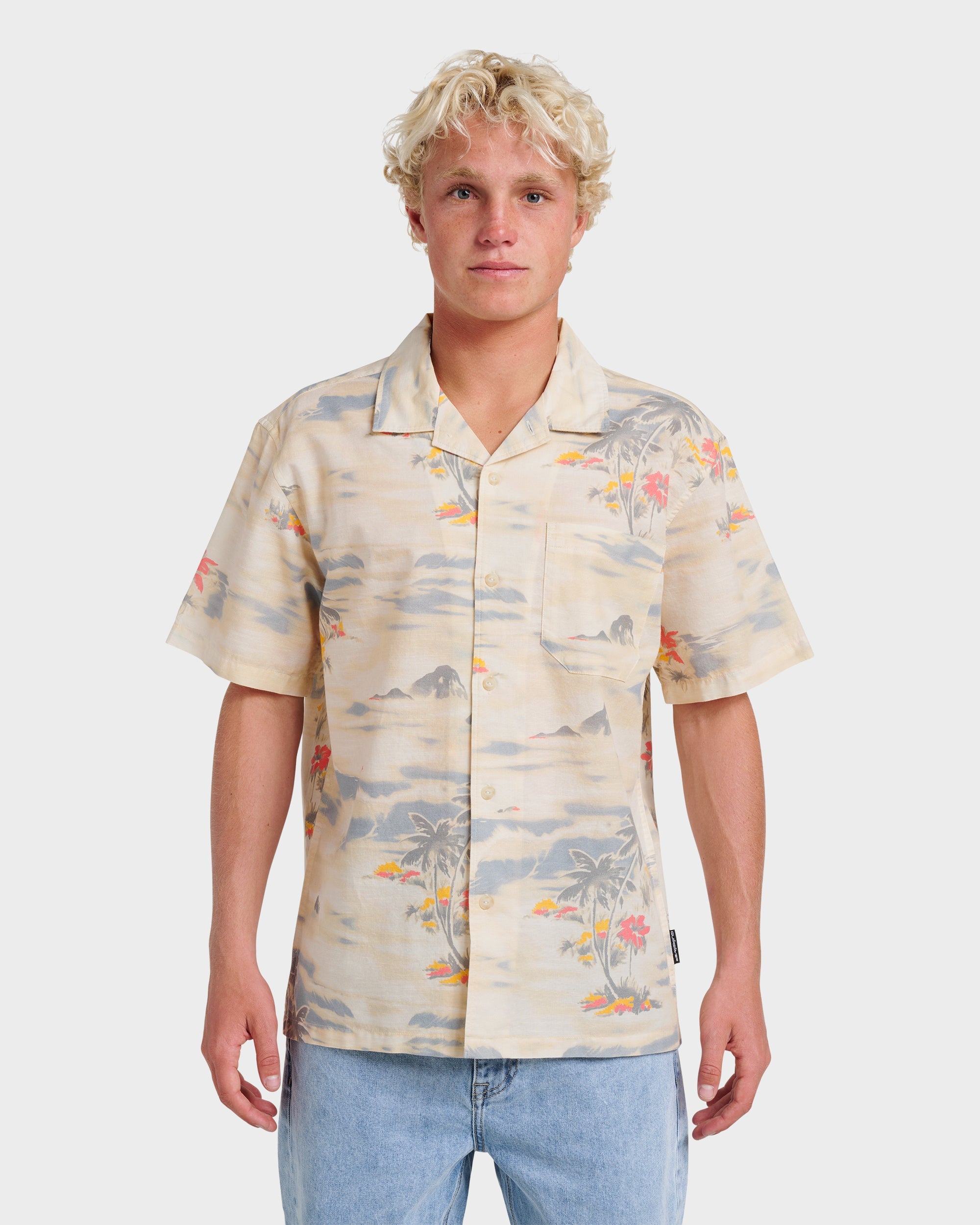 QUIKSILVER TROPICAL SURF CASUAL SS BIR-BIRCH XL