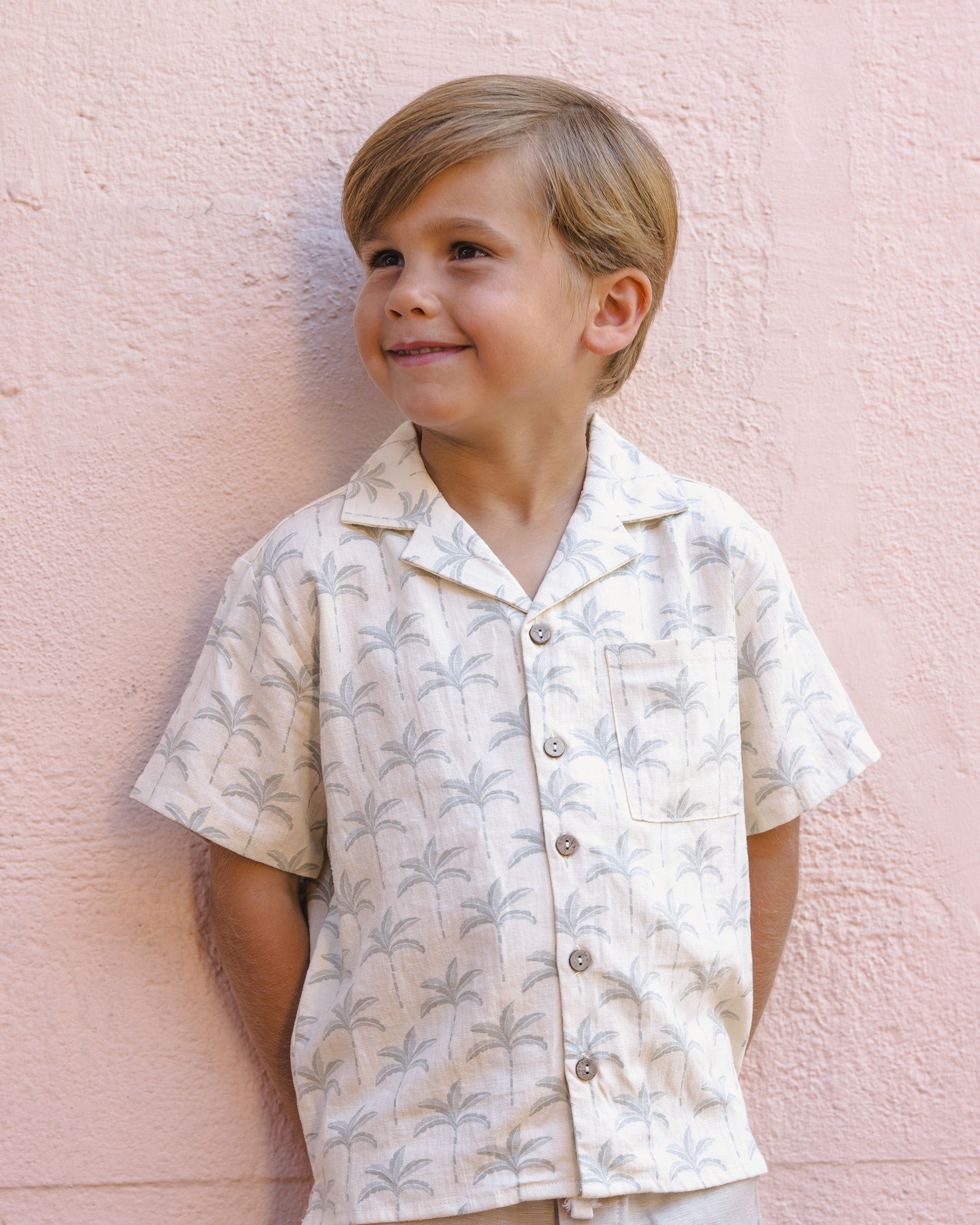 RYLEE AND CRU LAPEL COLLARD SHIRT NATURAL 10-11Y