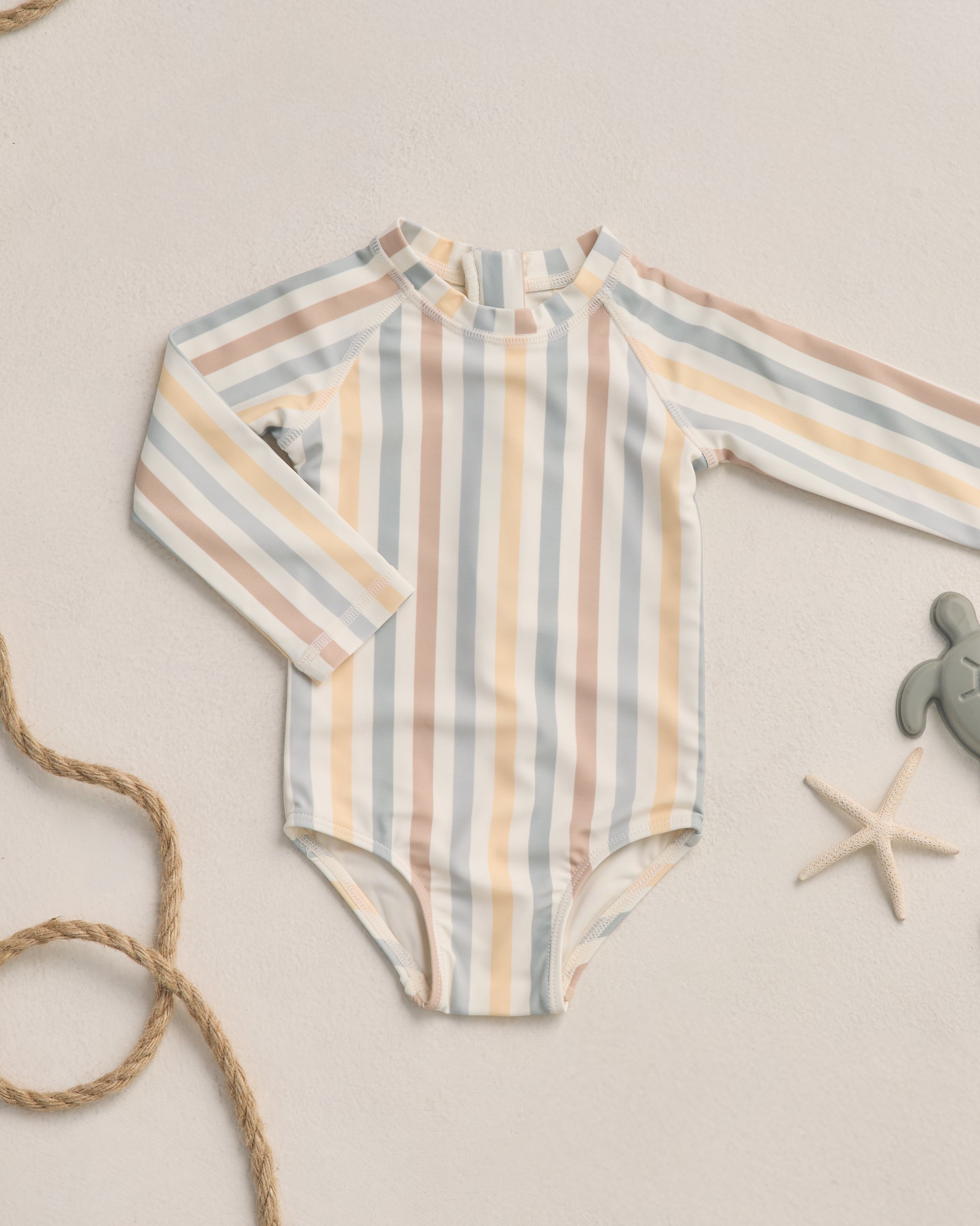 Rylee + Cru Delphine Rashguard One-Piece || Valencia Stripe 4-5Y