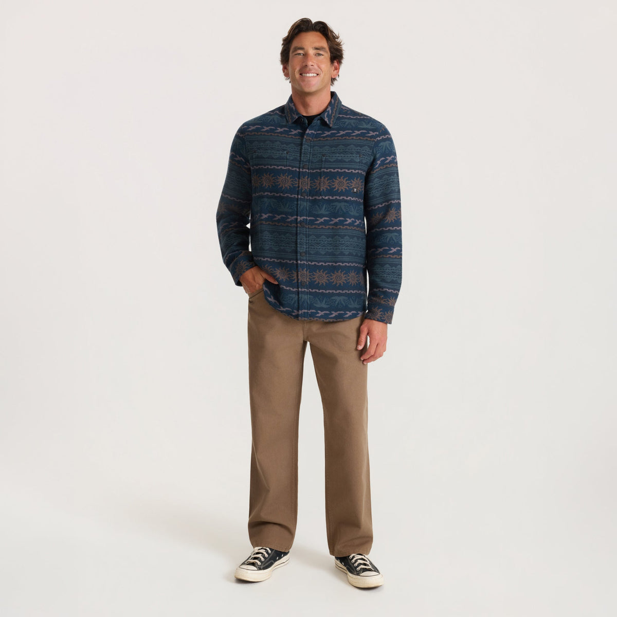 Roark Journey Jacquard Flannel Shirt Navy L