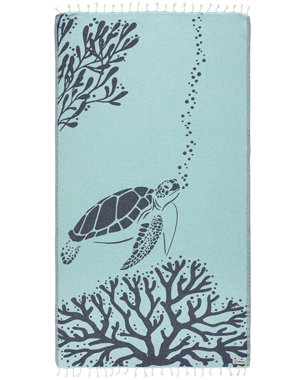 Sand Cloud Turkish Beach Towel BubblesTurtle Seaglass Regular