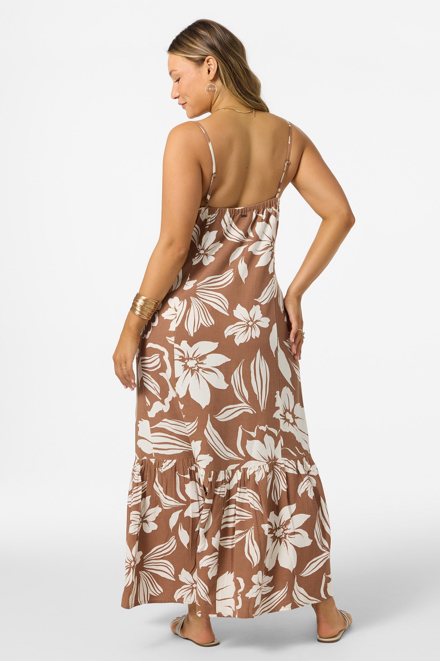 O'NEILL TASMIN FLORAL MIDI DRESS CBB-Carob Brown XS