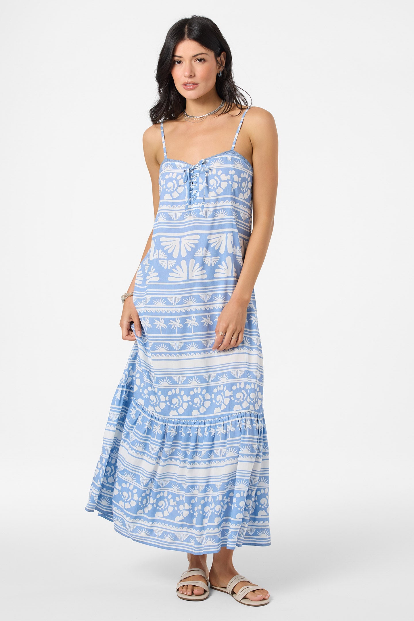 O'NEILL TASMIN ABSTRACT MIDI DRESS AZR L