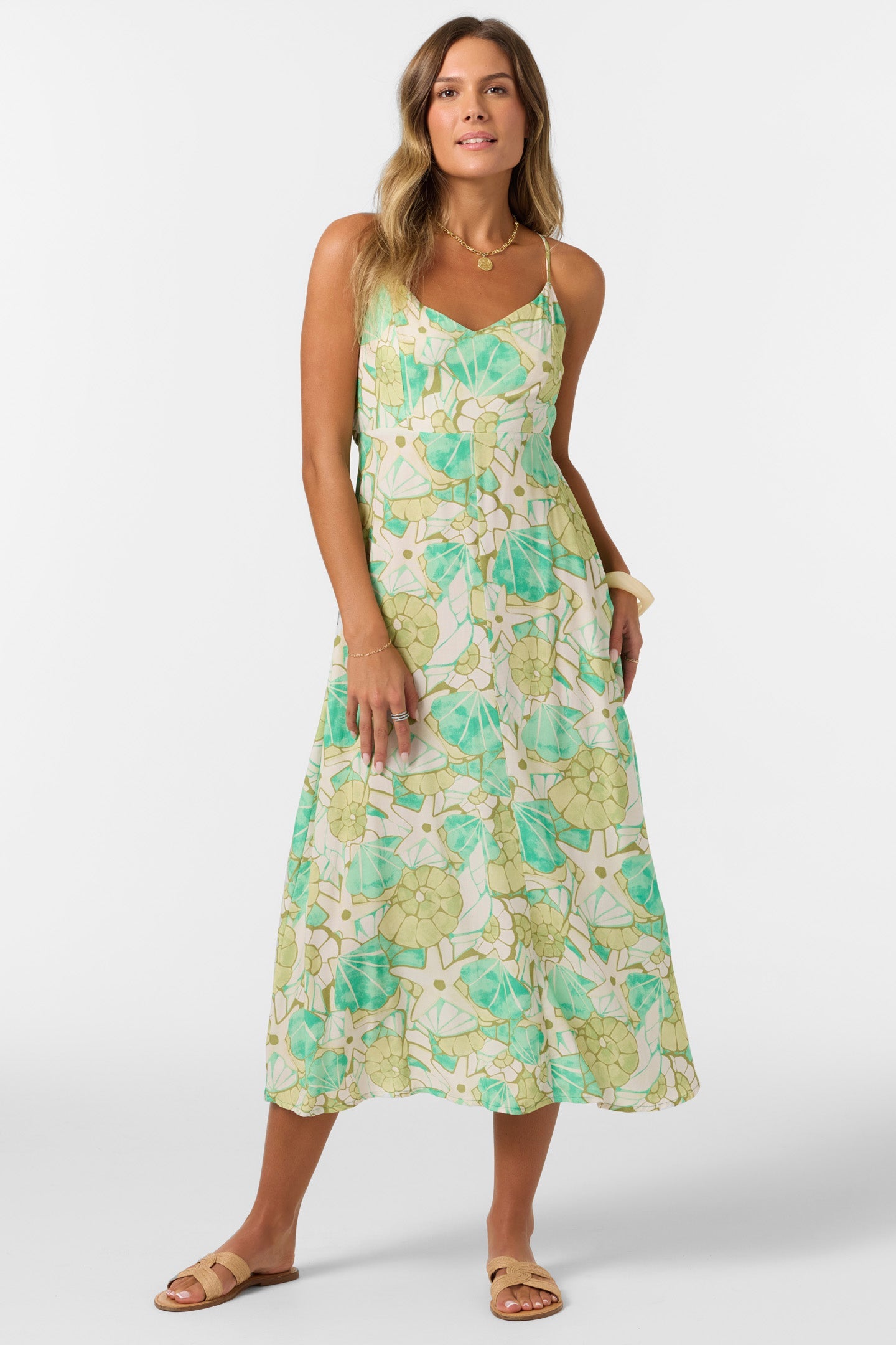 O'NEILL LEONA MIDI DRESS PGR-Peacock Green M