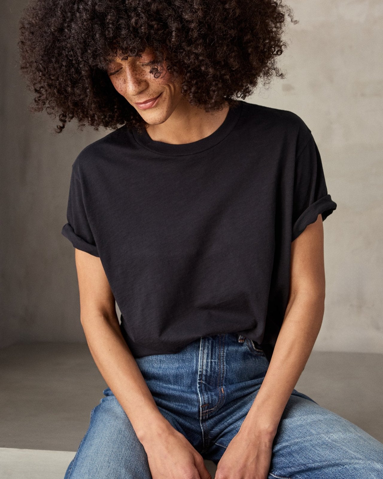 Outerknown Saltwater Slub Tee PCH-Pitch Black XS