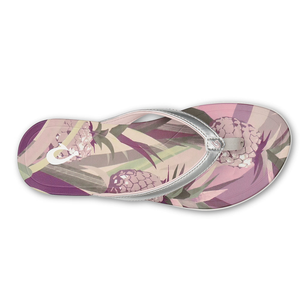 Olukai Ho Opio Hau Womens Sandal 2KPZ-Silver-Pineapple 10