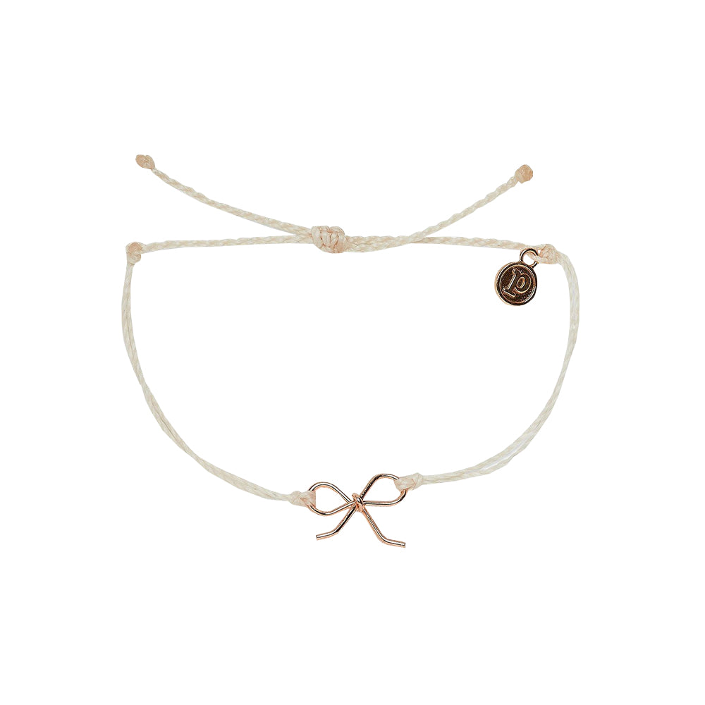 Pura Vida Bow Charm Rose Gold Bracelet VANL OS