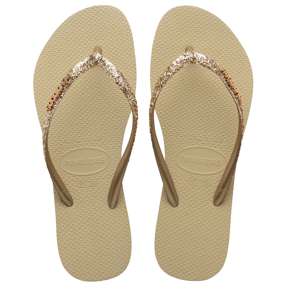 Havaianas Slim Glitter 2 Womens Sandal 0154-Sand Grey 6