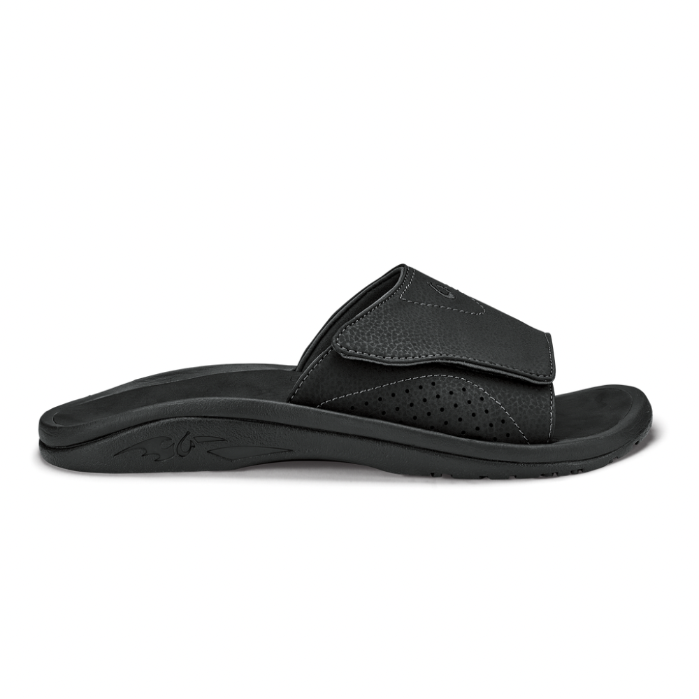 Olukai Nalu Slide Mens Sandal 4040-Black-Black 11