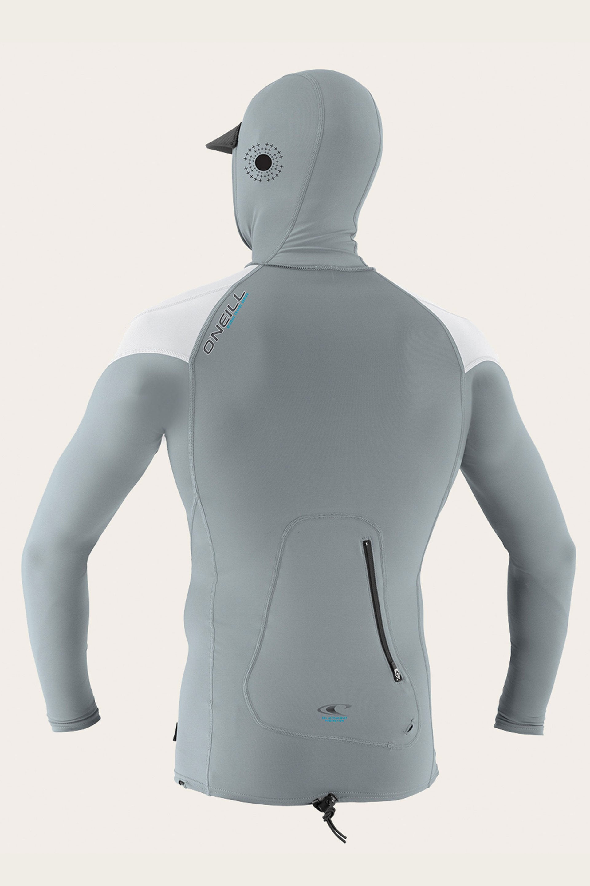 O Neill Premium Skins O Zone L/S Rashguard W/Hood DP1-Cool Grey-White-White XXL
