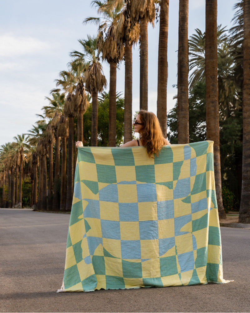 Sand Cloud Blanket TurtleCheckmate Aqua
