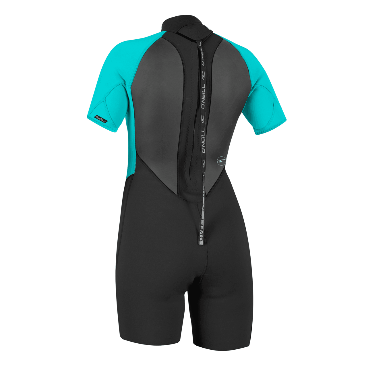 O Neill Reactor-2 2mm Back Zip SS Womens Springsuit Z94-Black-Lite Aqua 6