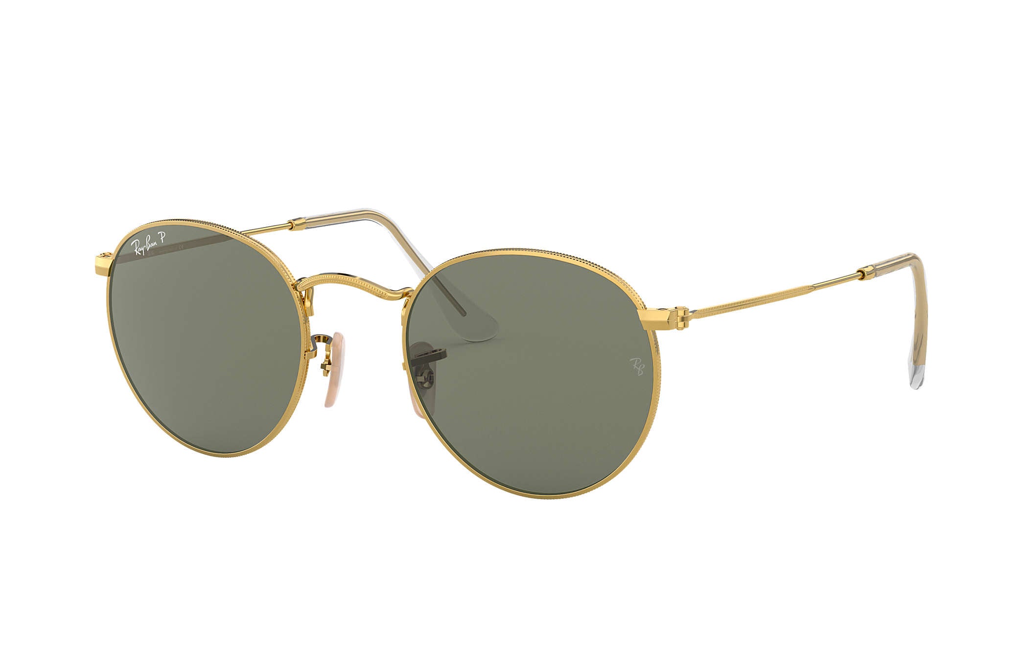 Ray Ban Round Metal Polarized Sunglasses Matte Gold Green Round