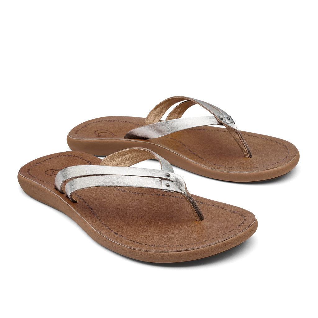 Olukai Kapehe Luana Womens Sandal 2KFM-Silver Sahara 6
